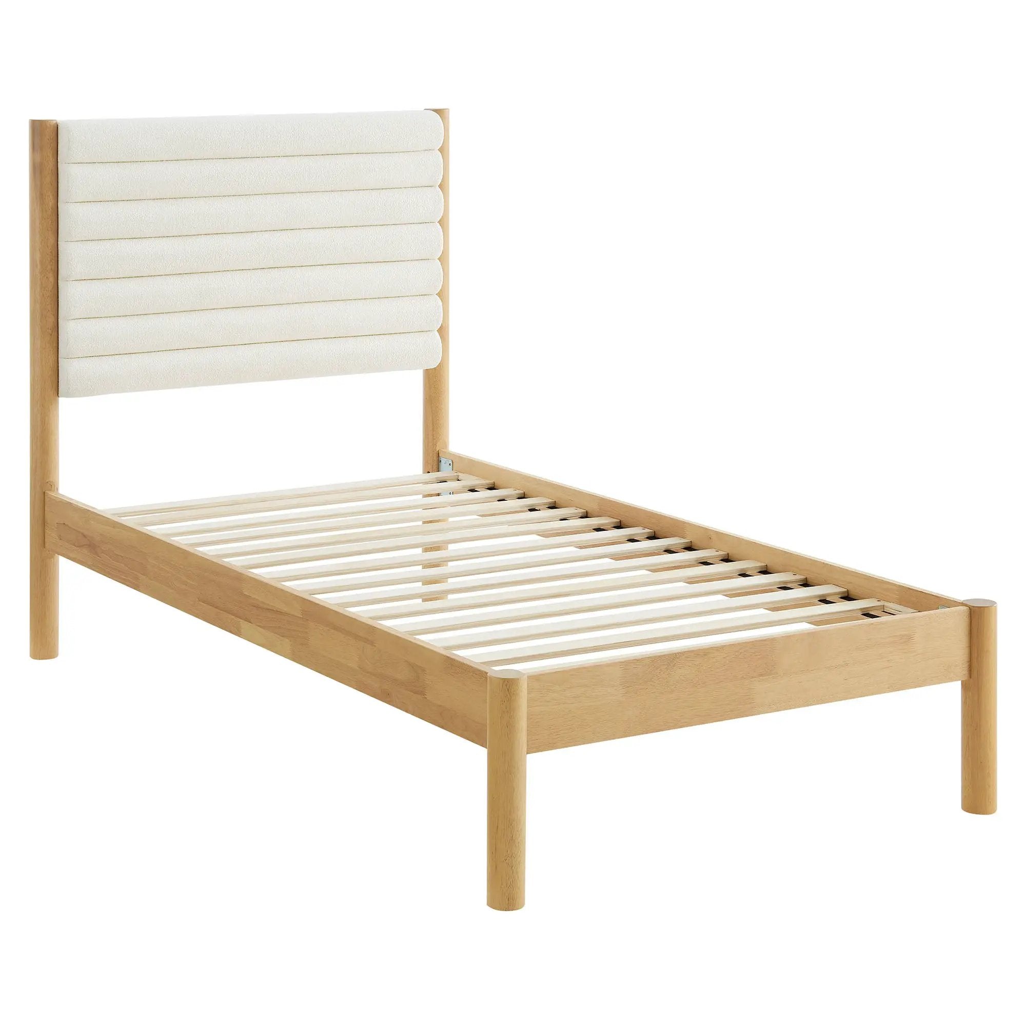 Olea Channel Tufted Boucle Solid Wood Twin Platform Bed by Modway by HouseOfZazla
