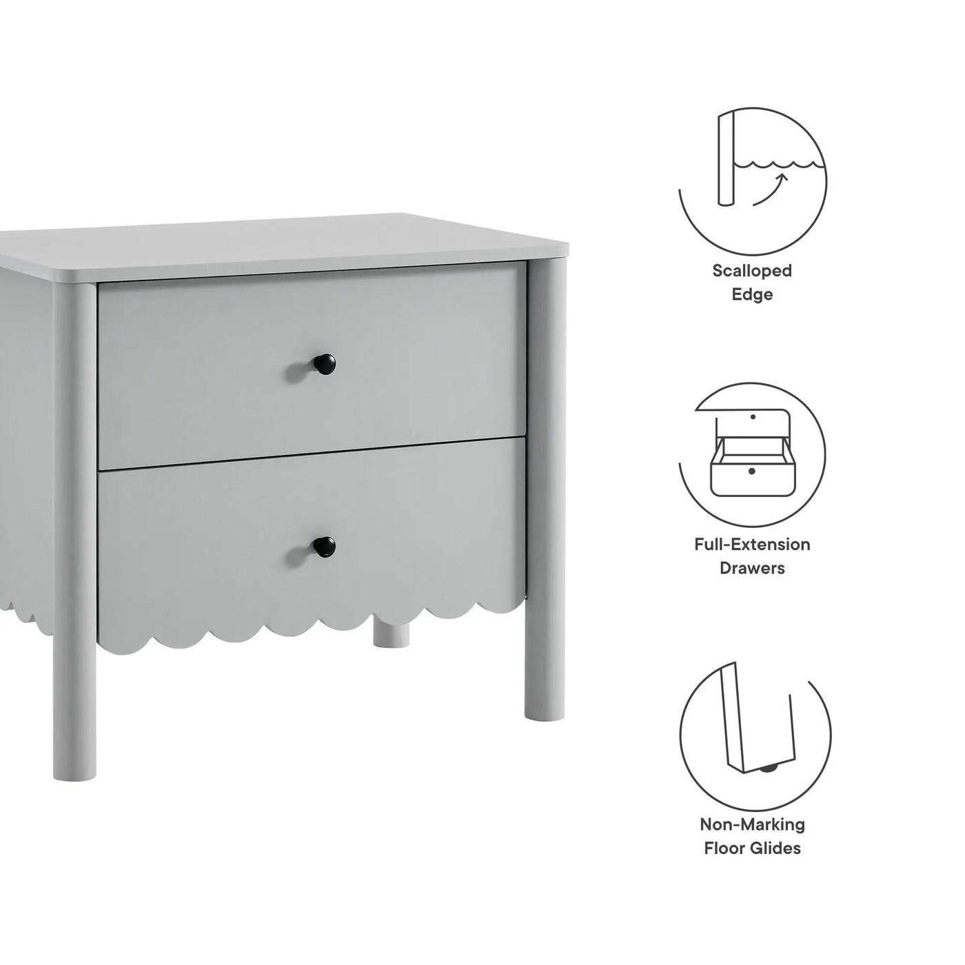 Emmeline Scalloped 2-Drawer Nightstand by Modway by HouseOfZazla