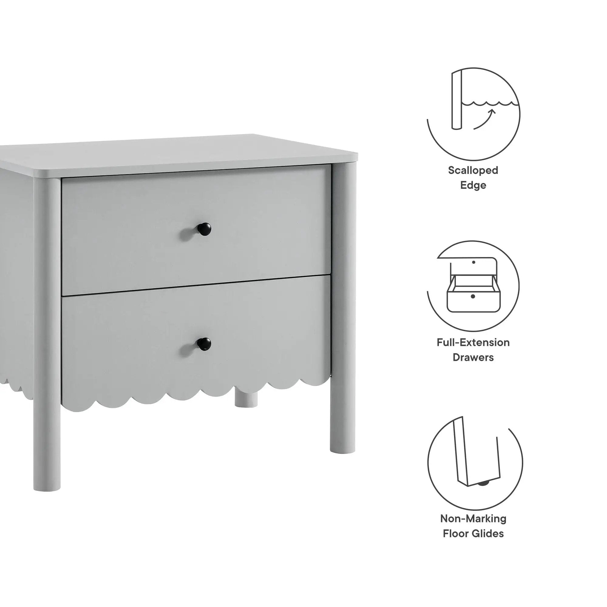 Emmeline Scalloped 2-Drawer Nightstand by Modway by HouseOfZazla