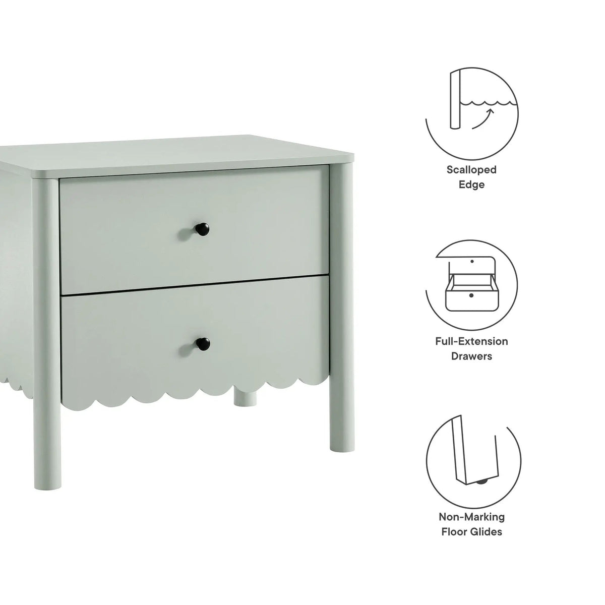Emmeline Scalloped 2-Drawer Nightstand by Modway by HouseOfZazla