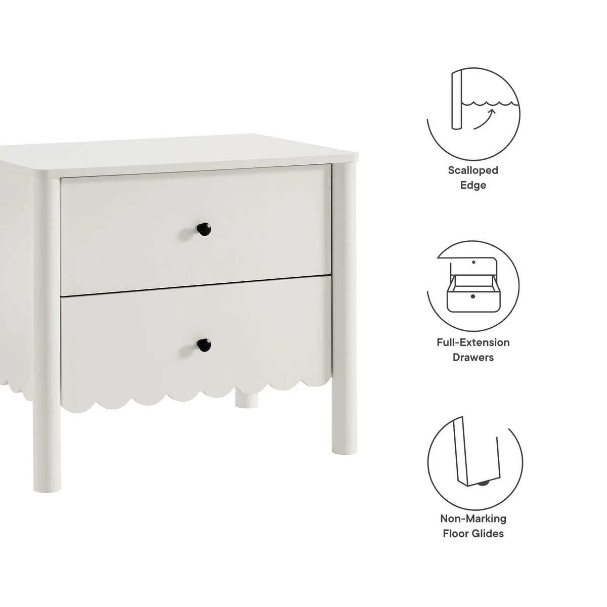 Emmeline Scalloped 2-Drawer Nightstand by Modway by HouseOfZazla