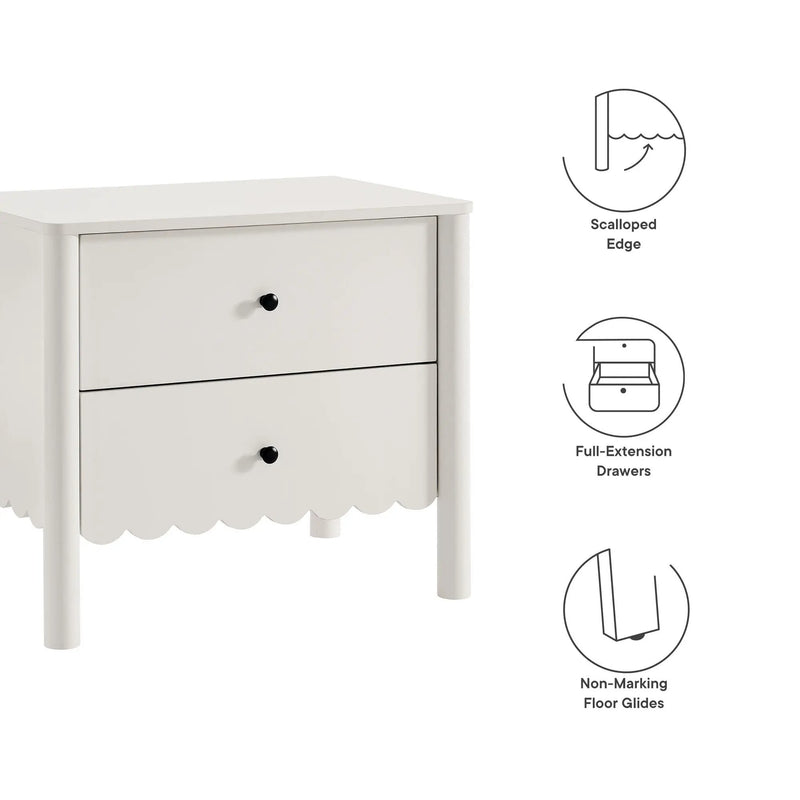 Emmeline Scalloped 2-Drawer Nightstand by Modway by HouseOfZazla