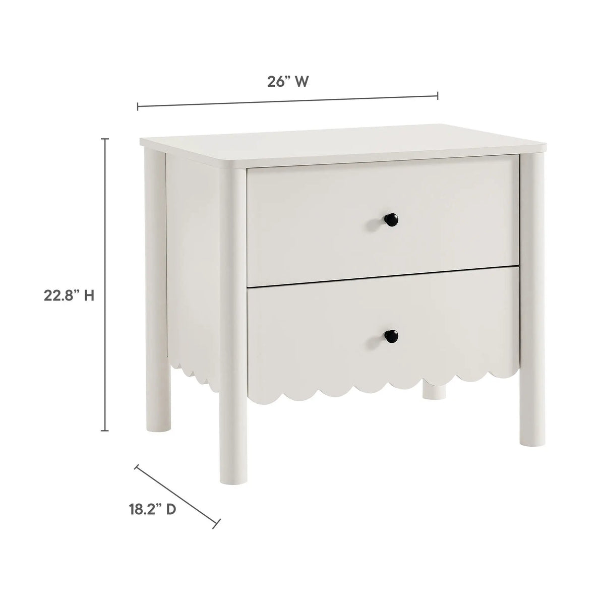Emmeline Scalloped 2-Drawer Nightstand by Modway by HouseOfZazla