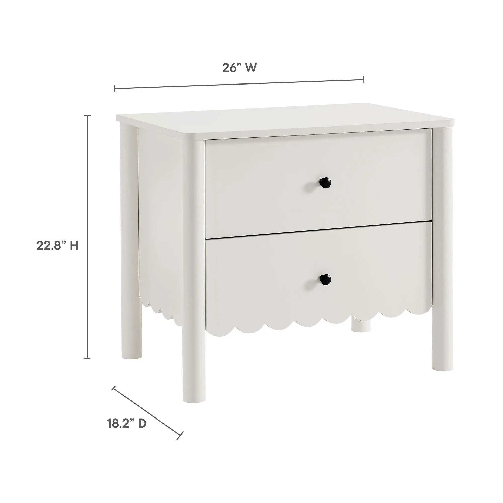 Emmeline Scalloped 2-Drawer Nightstand by Modway by HouseOfZazla