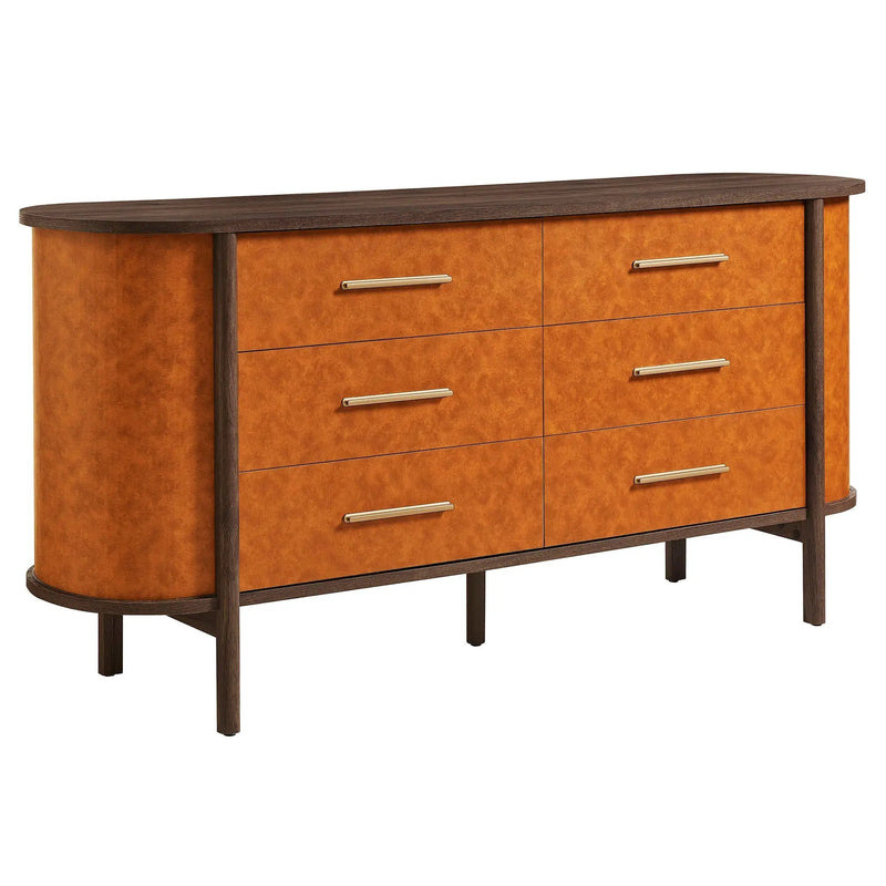 Coralie Curved 6-Drawer Vegan Leather Oval Dresser by Modway by HouseOfZazla