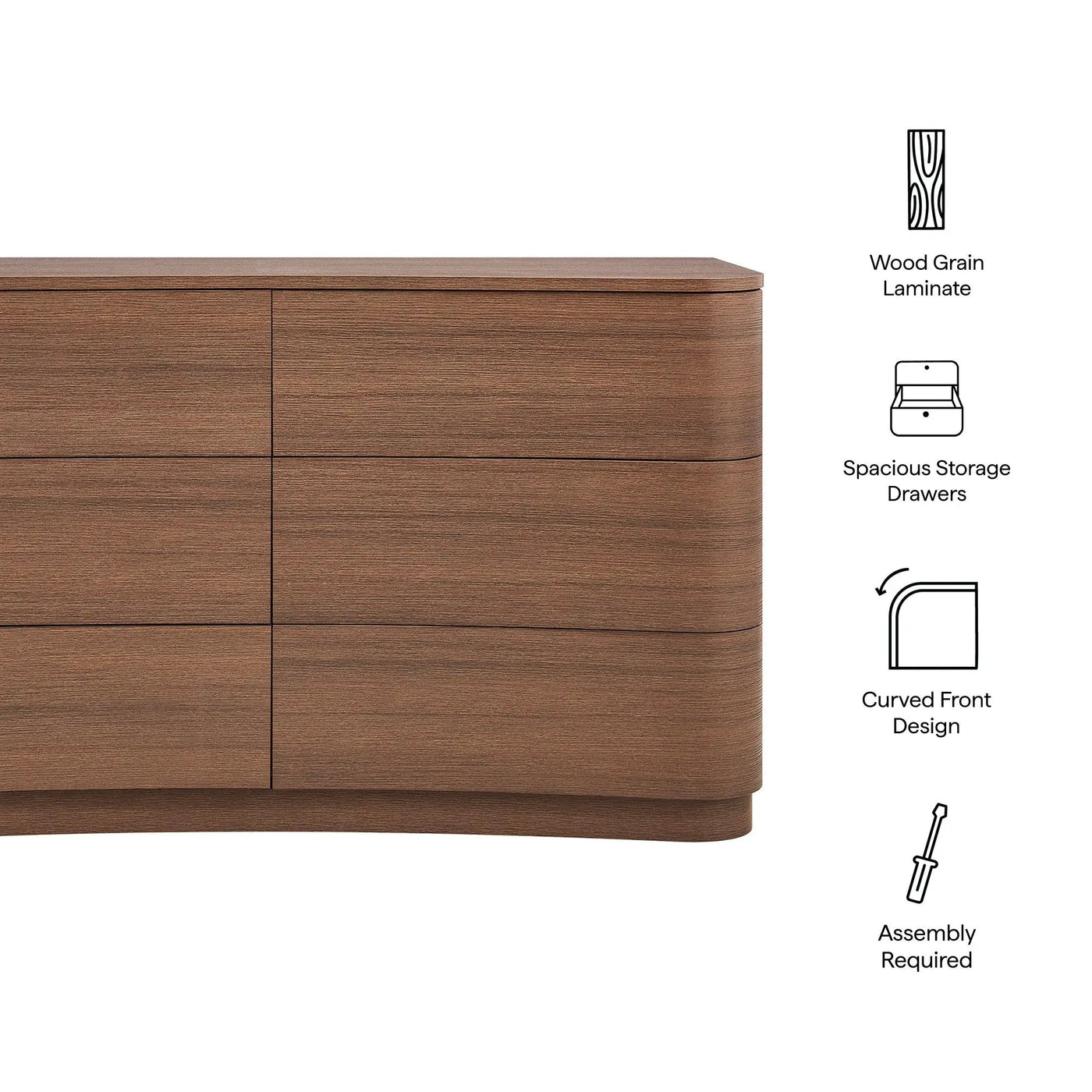 Mirae 6-Drawer Curved Dresser by Modway by HouseOfZazla