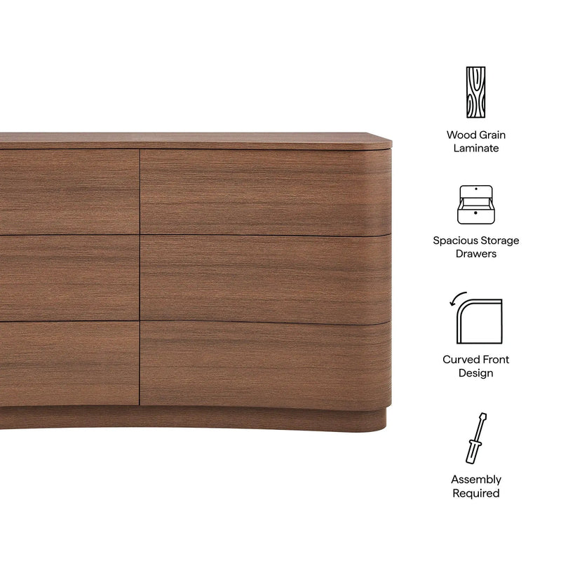 Mirae 6-Drawer Curved Dresser by Modway by HouseOfZazla