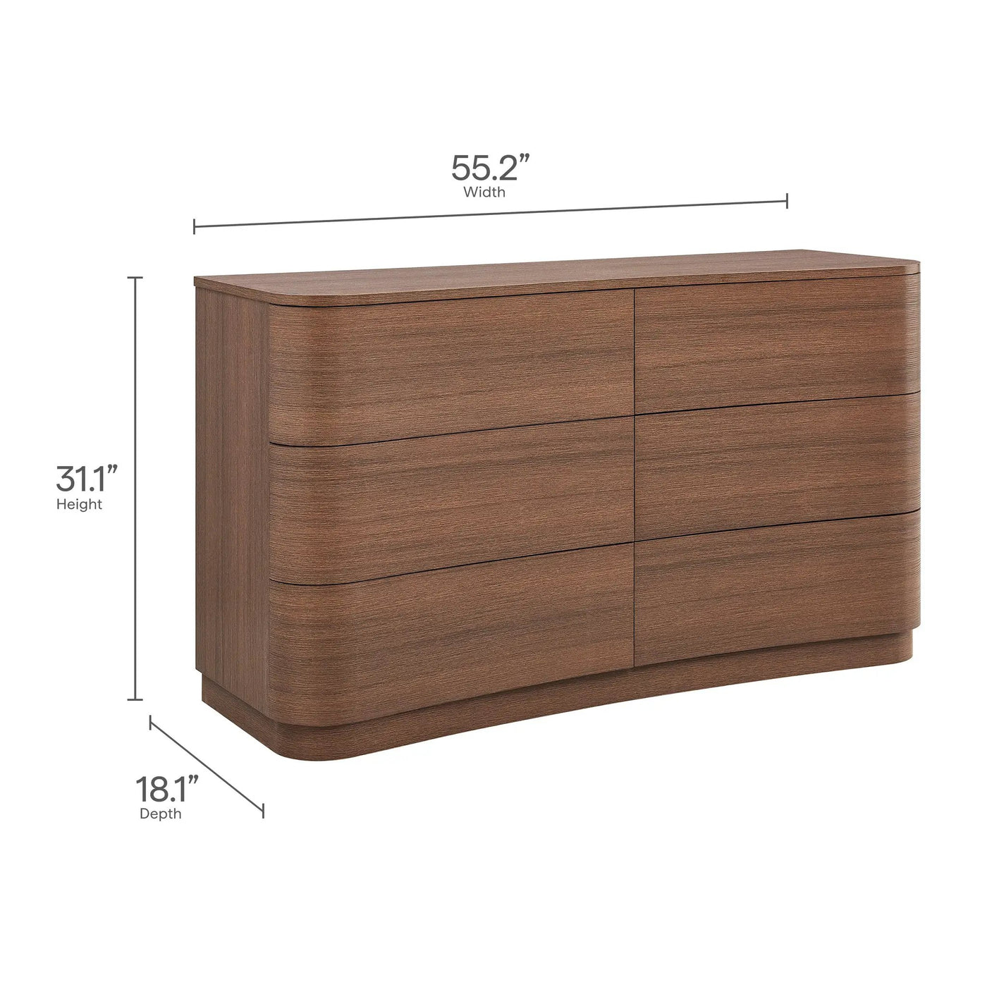 Mirae 6-Drawer Curved Dresser by Modway by HouseOfZazla