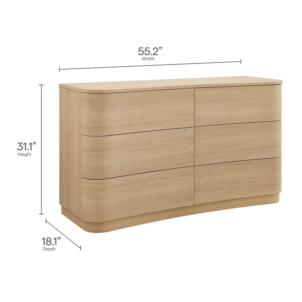 Mirae 6-Drawer Curved Dresser by Modway by HouseOfZazla