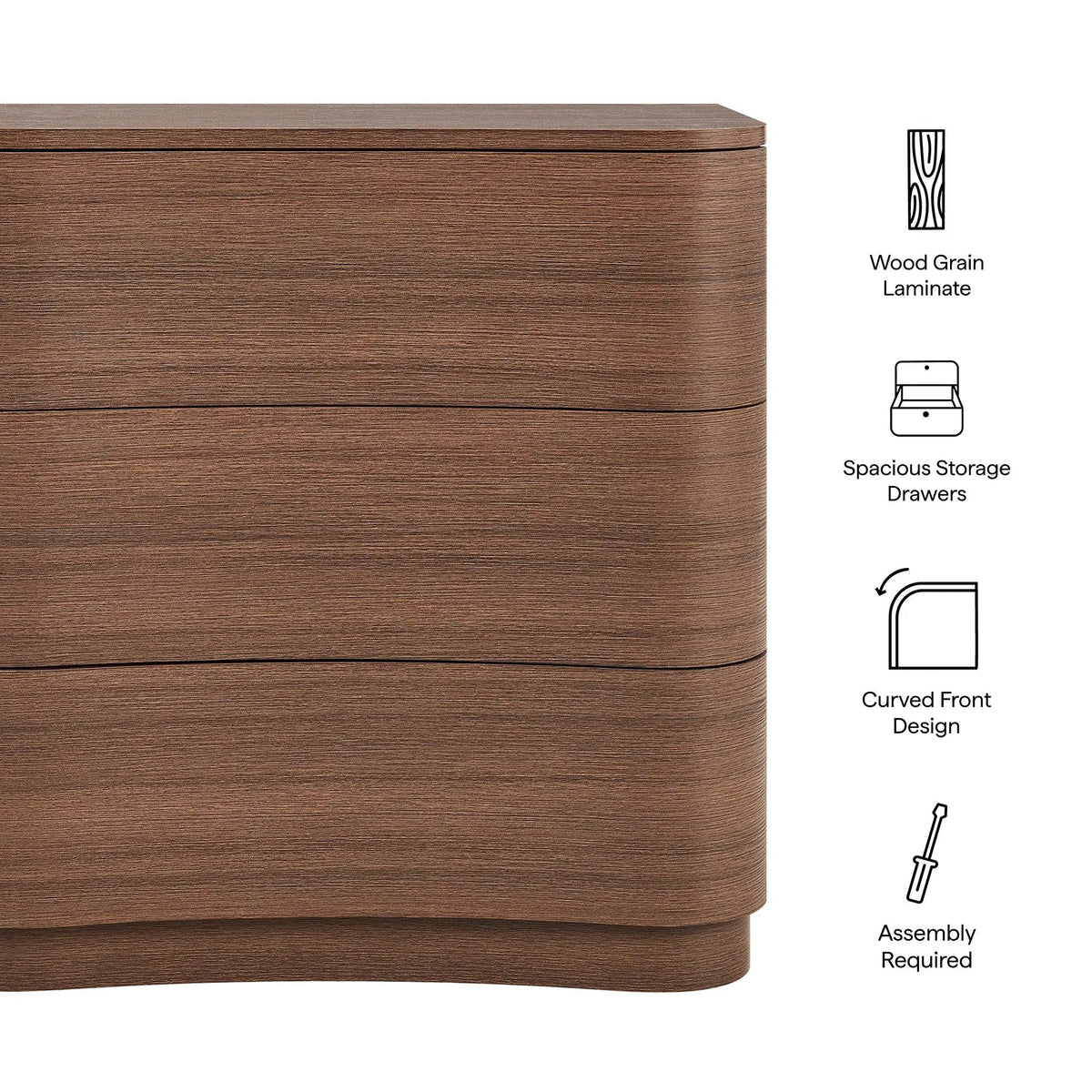 Mirae 3-Drawer Curved Compact Dresser by Modway by HouseOfZazla
