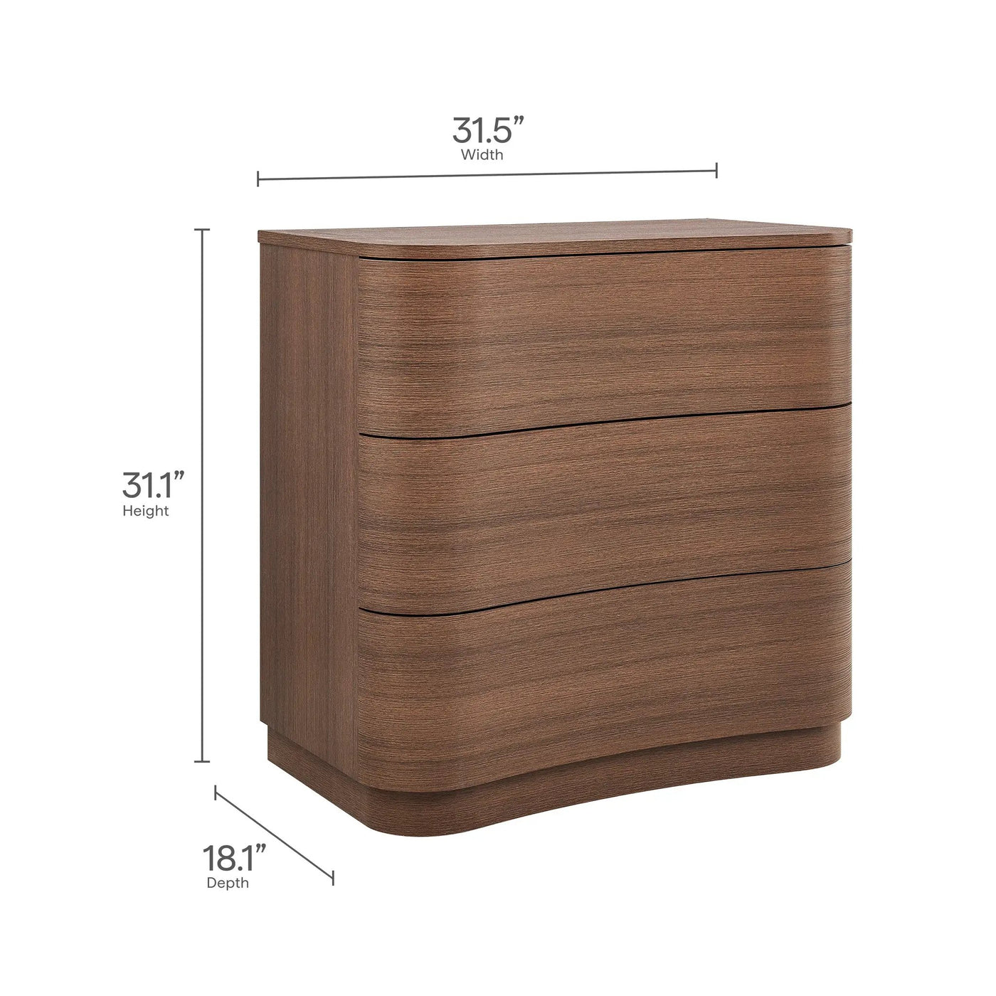 Mirae 3-Drawer Curved Compact Dresser by Modway by HouseOfZazla