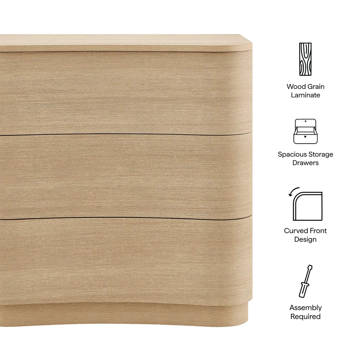 Mirae 3-Drawer Curved Compact Dresser by Modway by HouseOfZazla