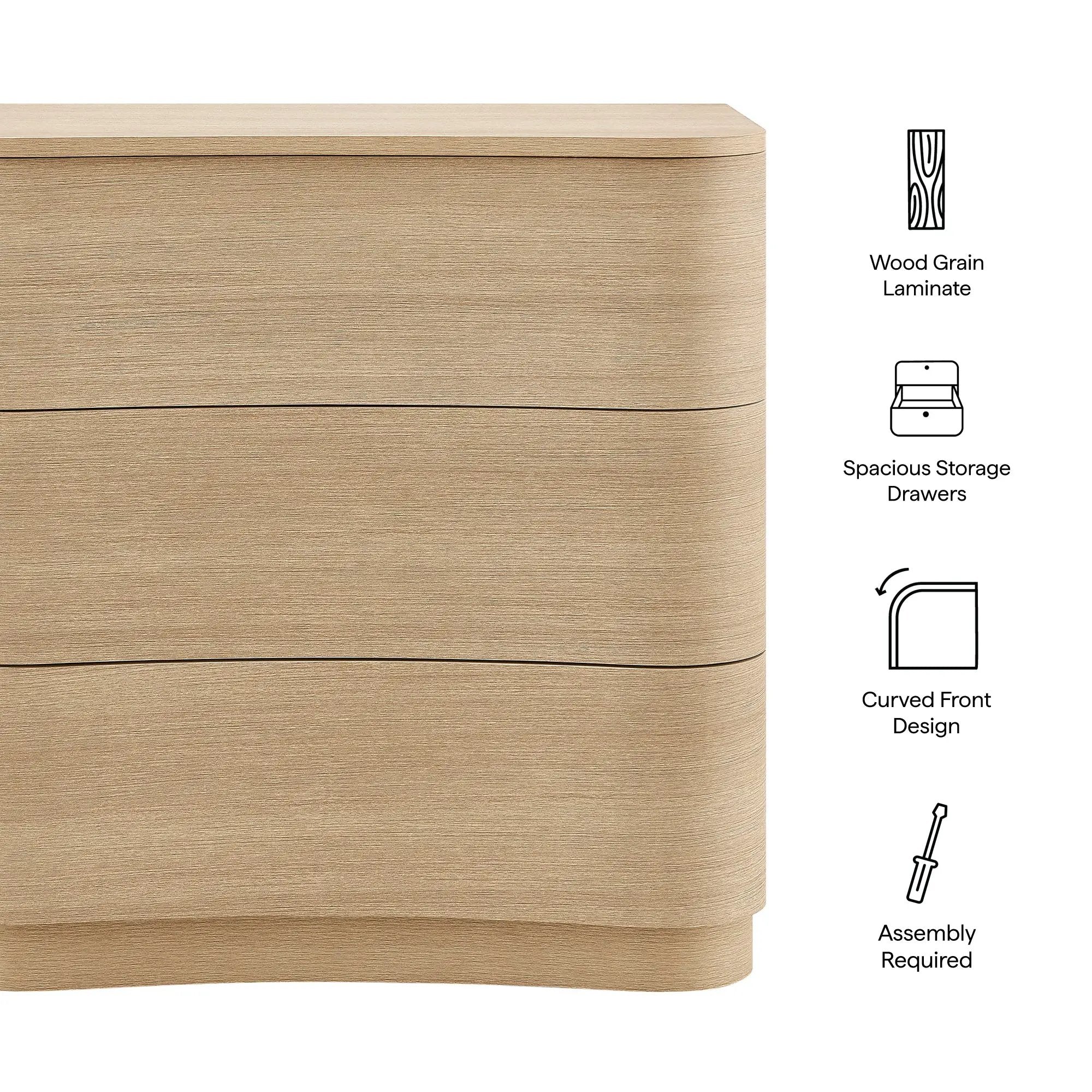 Mirae 3-Drawer Curved Compact Dresser by Modway by HouseOfZazla