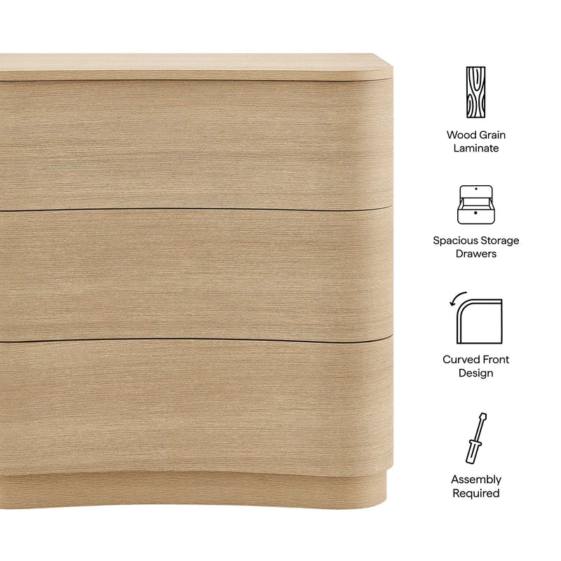 Mirae 3-Drawer Curved Compact Dresser by Modway by HouseOfZazla