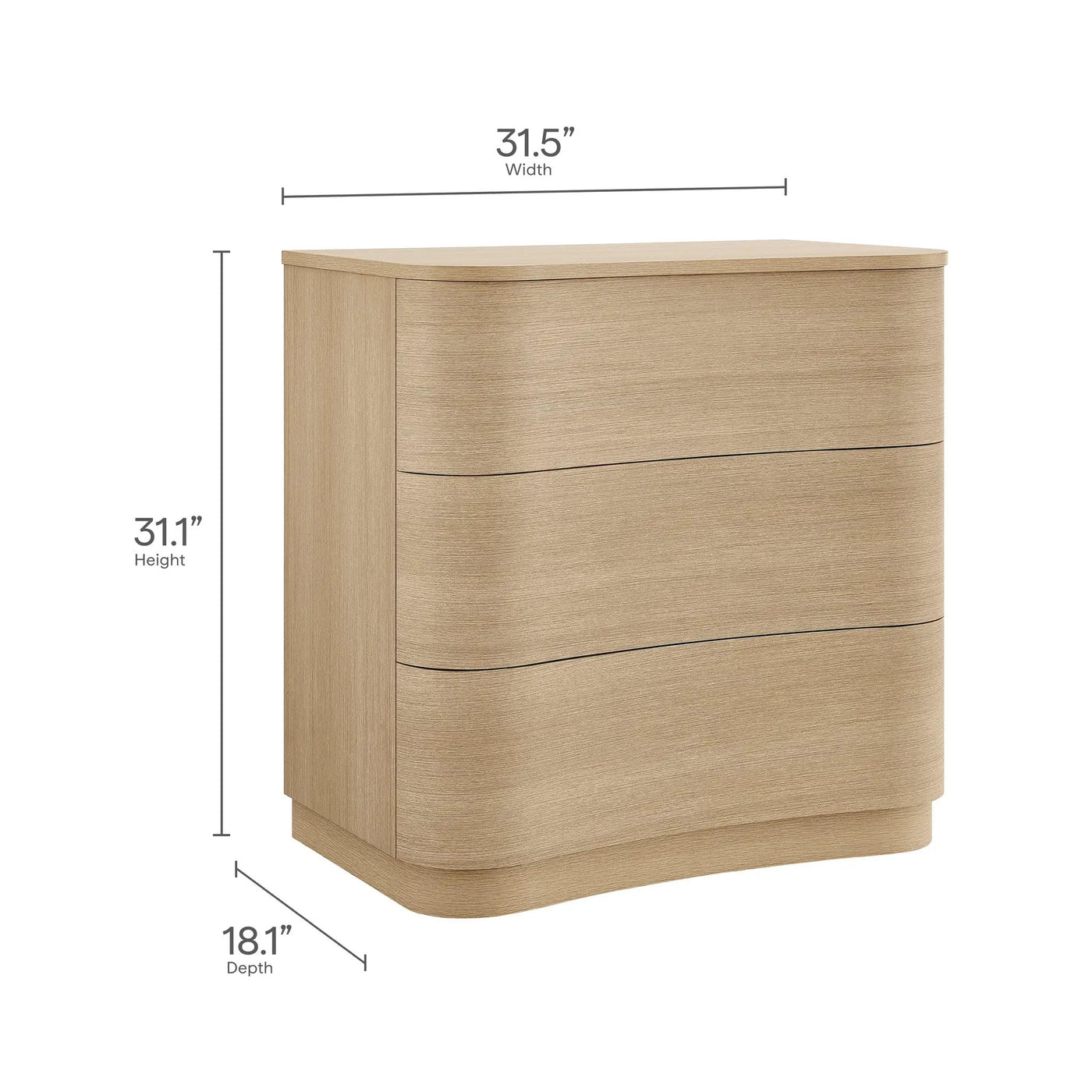 Mirae 3-Drawer Curved Compact Dresser by Modway by HouseOfZazla