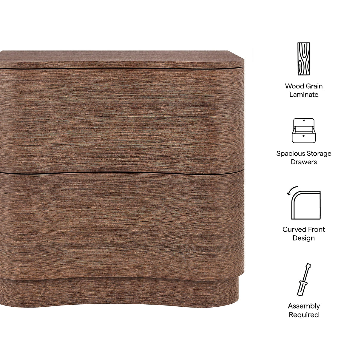 Mirae 2-Drawer Curved Nightstand by Modway, photo 2 of 18