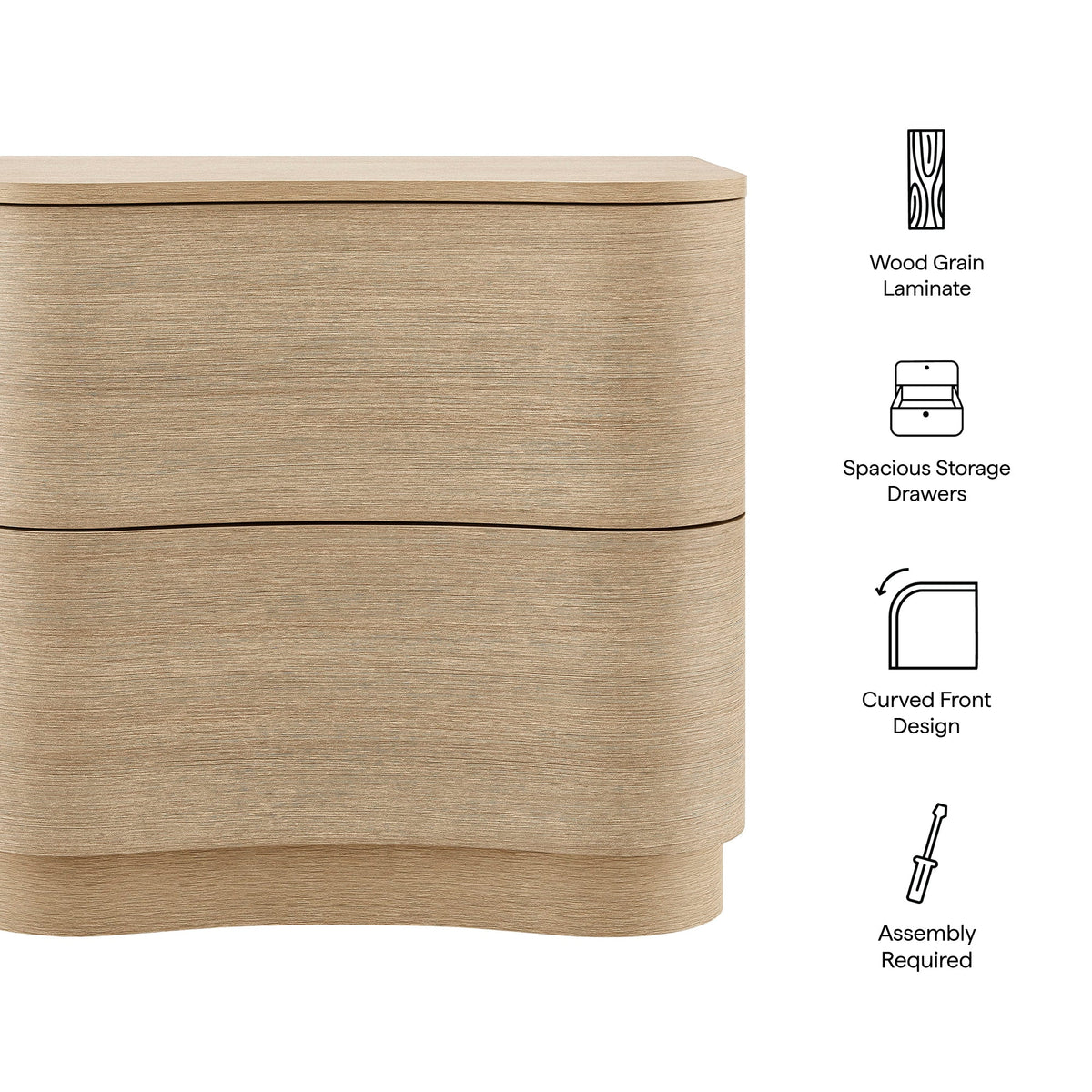 Mirae 2-Drawer Curved Nightstand by Modway, photo 12 of 18