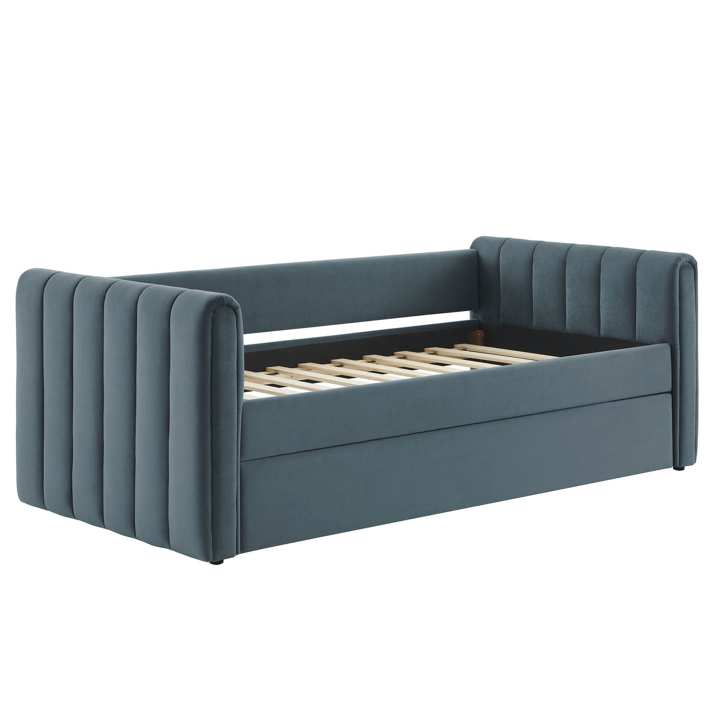 Veyla Channel Tufted Performance Velvet Twin Daybed With Trundle by HouseOfZazla