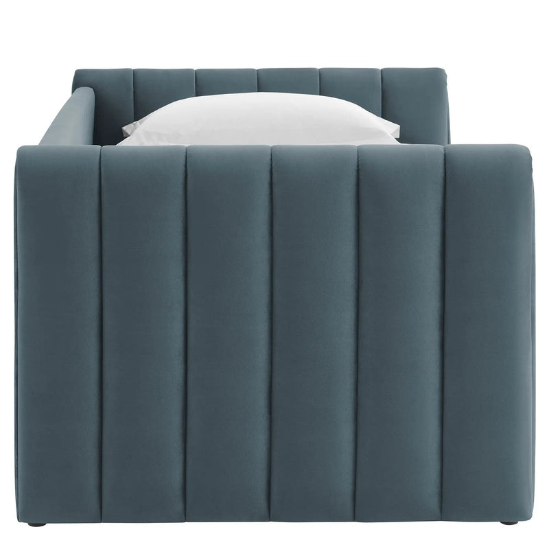 Veyla Channel Tufted Performance Velvet Twin Daybed With Trundle by HouseOfZazla