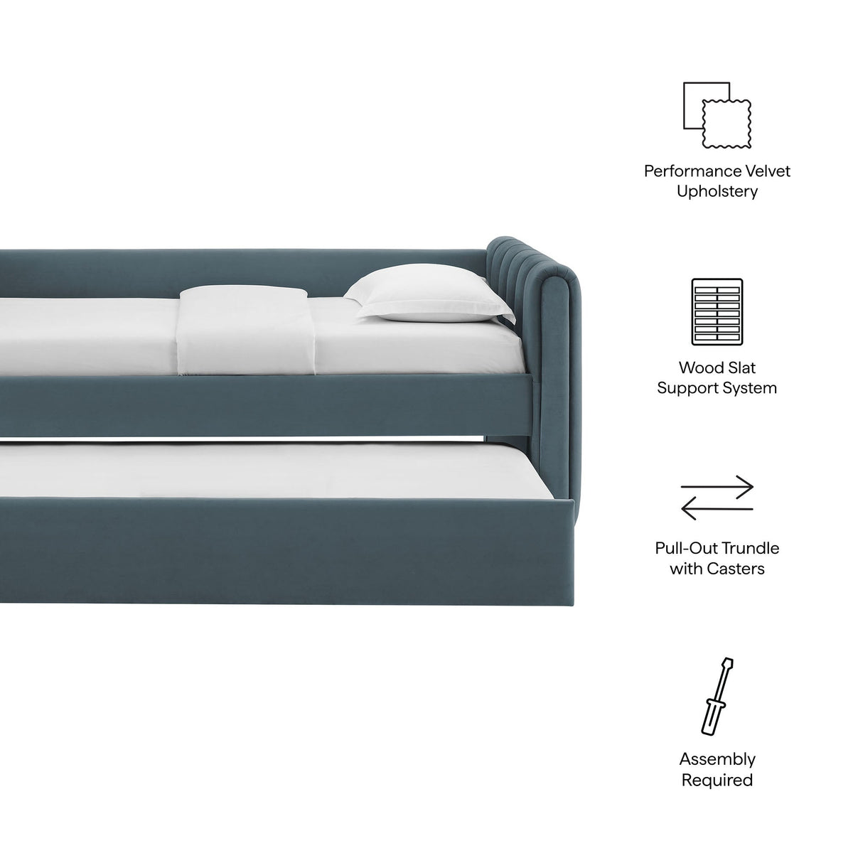 Veyla Channel Tufted Performance Velvet Twin Daybed With Trundle by HouseOfZazla