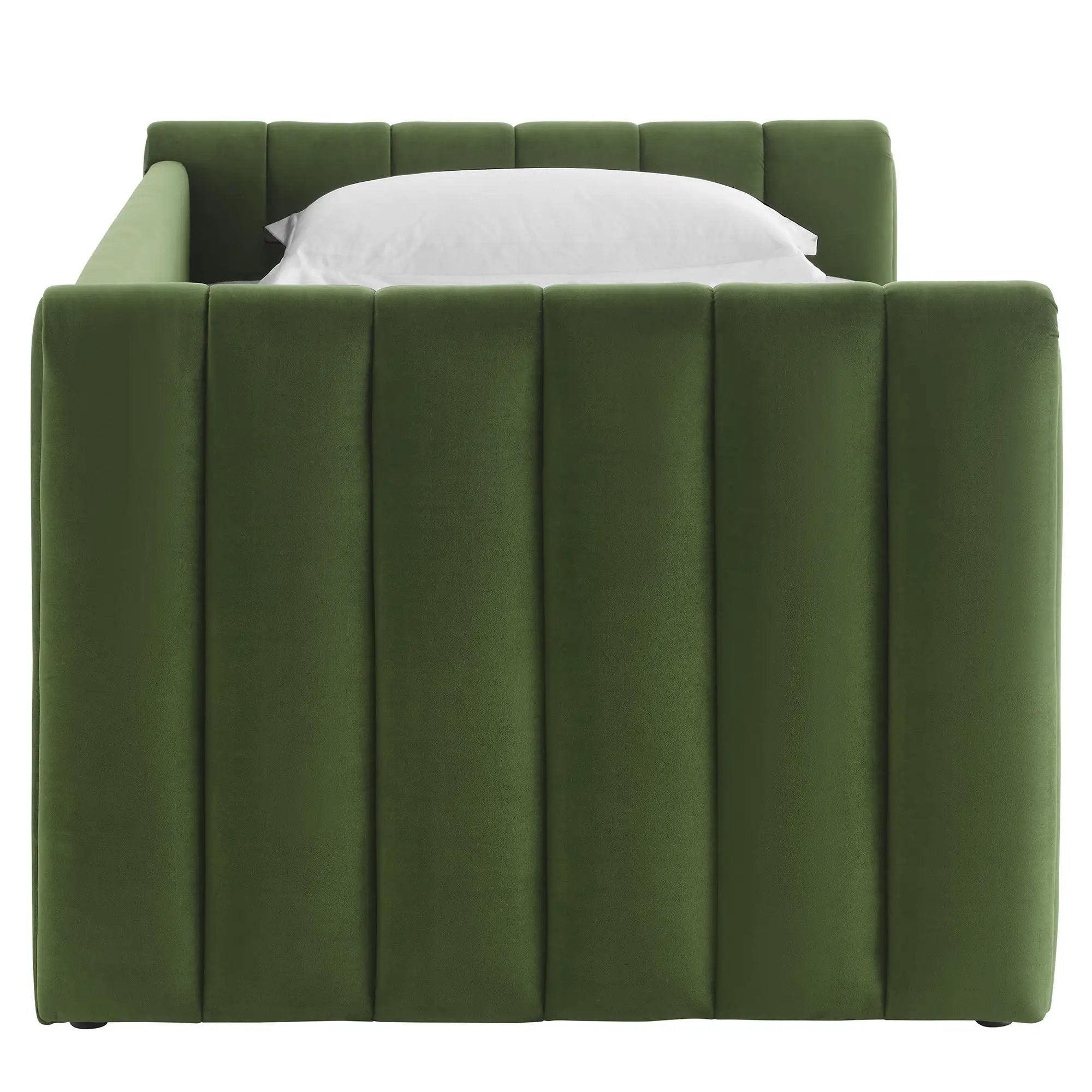 Veyla Channel Tufted Performance Velvet Twin Daybed With Trundle by HouseOfZazla