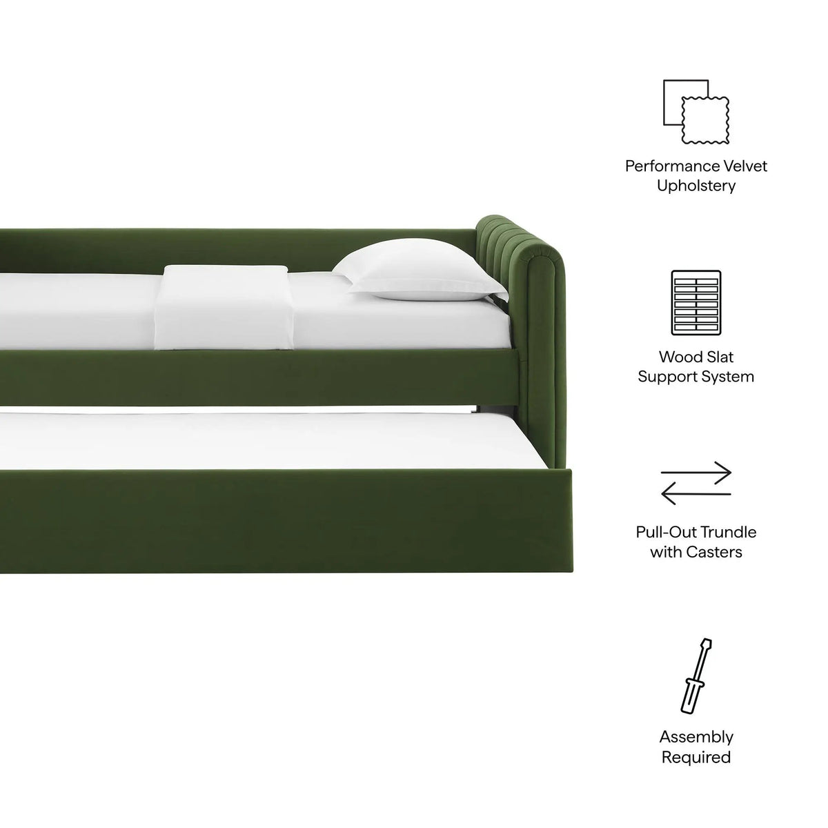 Veyla Channel Tufted Performance Velvet Twin Daybed With Trundle by HouseOfZazla
