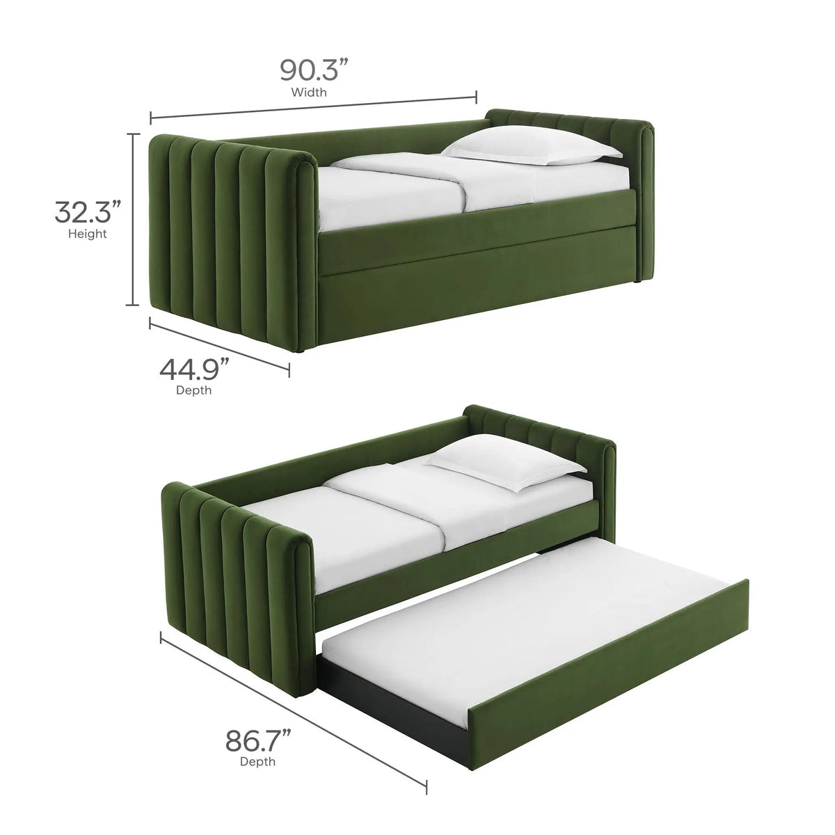 Veyla Channel Tufted Performance Velvet Twin Daybed With Trundle by HouseOfZazla