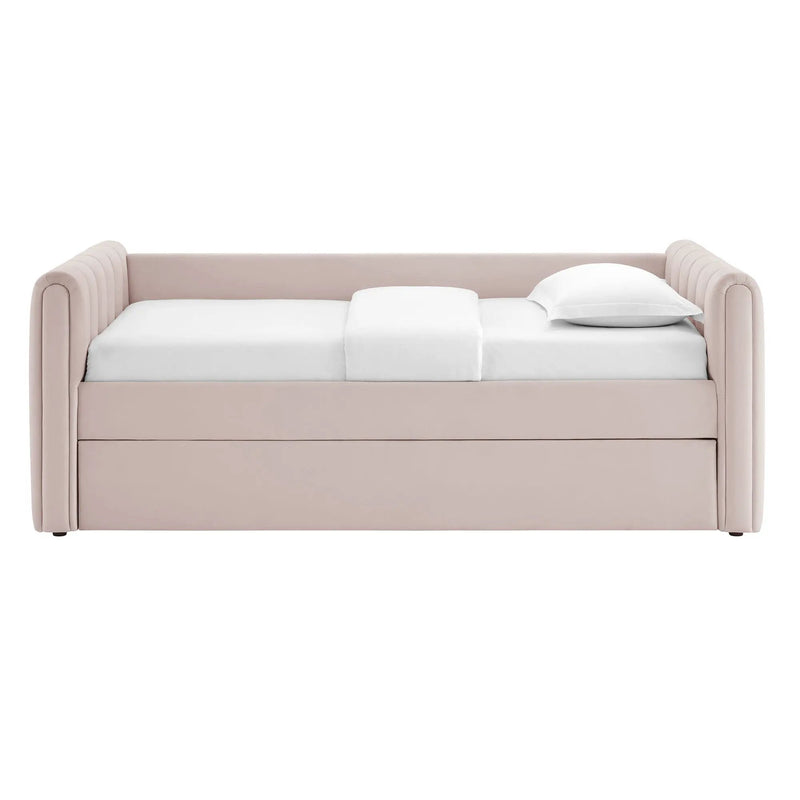 Veyla Channel Tufted Performance Velvet Twin Daybed With Trundle by HouseOfZazla