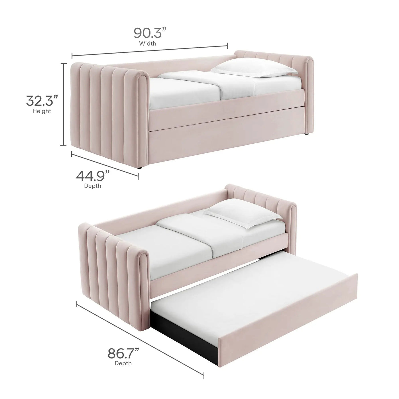Veyla Channel Tufted Performance Velvet Twin Daybed With Trundle by HouseOfZazla