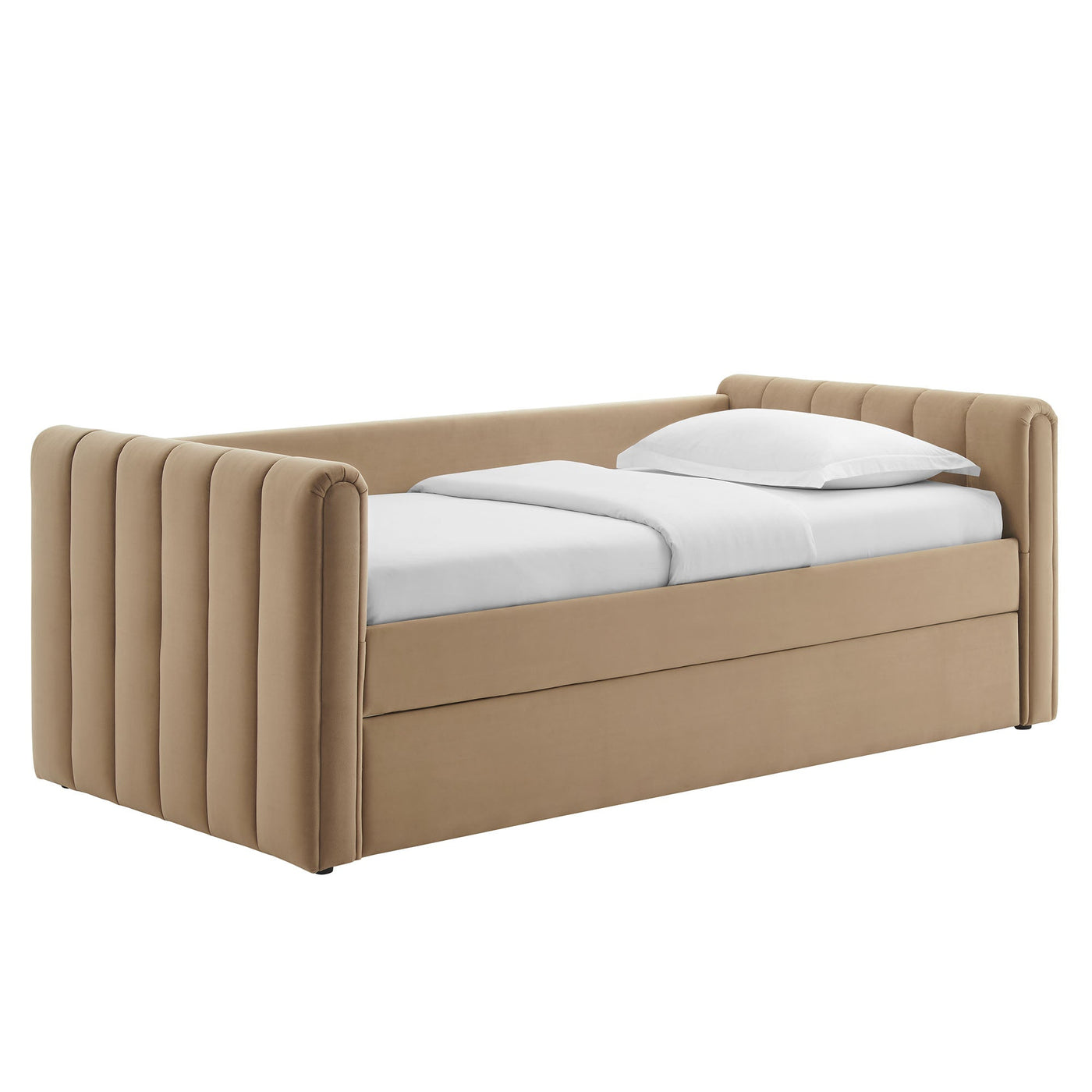 Veyla Channel Tufted Performance Velvet Twin Daybed With Trundle by HouseOfZazla
