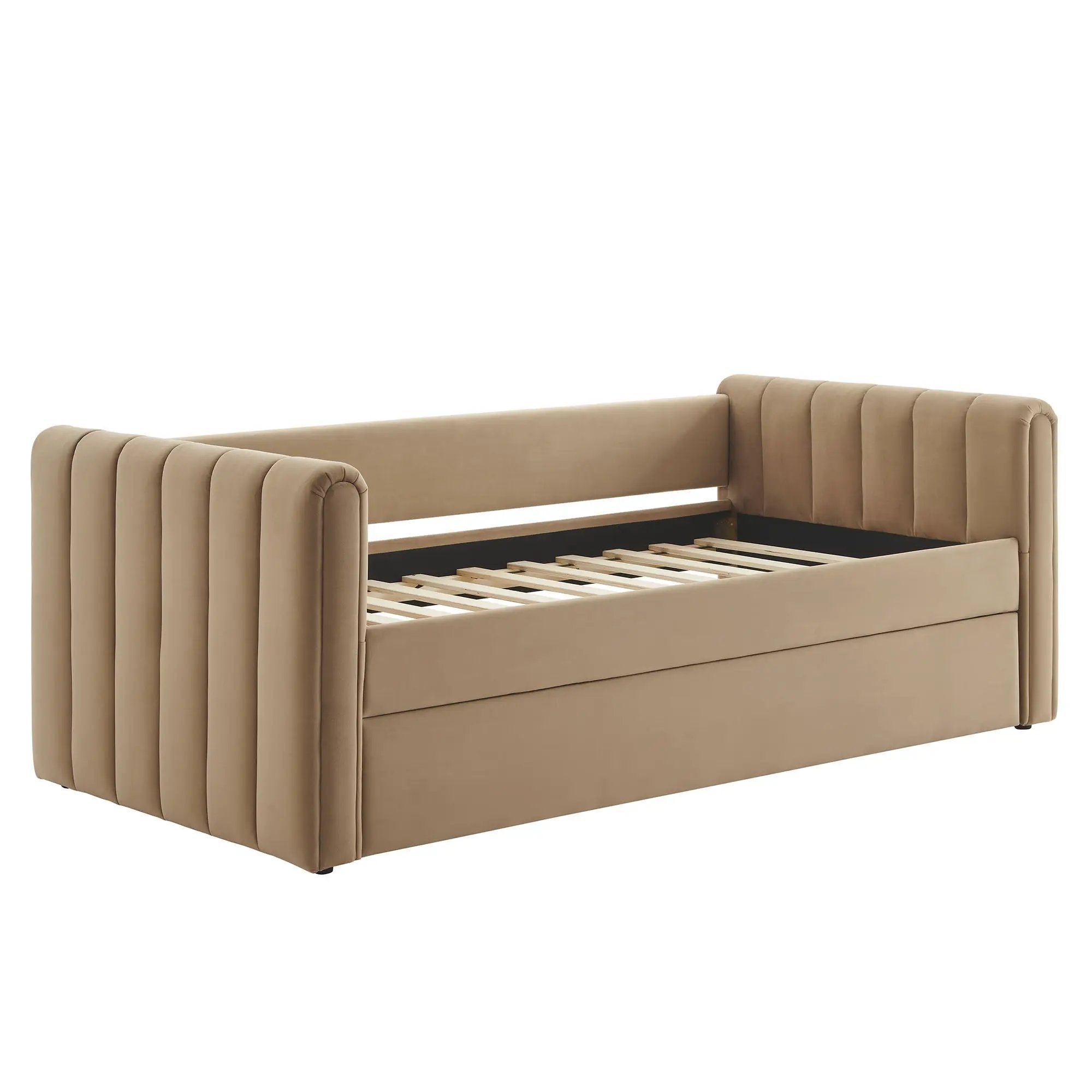 Veyla Channel Tufted Performance Velvet Twin Daybed With Trundle by HouseOfZazla