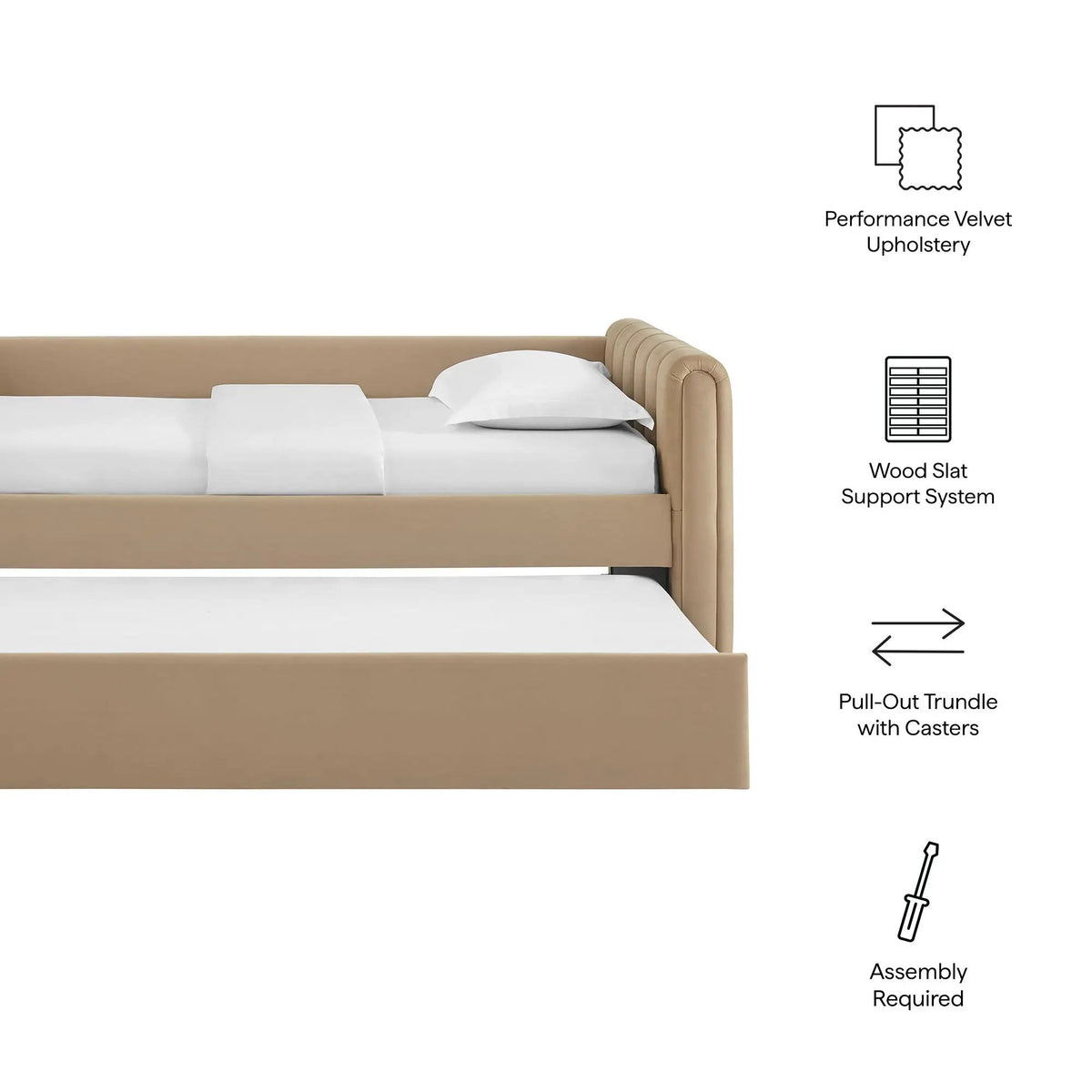 Veyla Channel Tufted Performance Velvet Twin Daybed With Trundle by HouseOfZazla