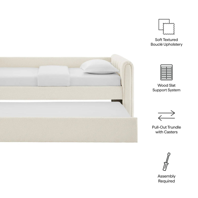Veyla Channel Tufted Boucle Twin Daybed with Trundle by Modway by HouseOfZazla