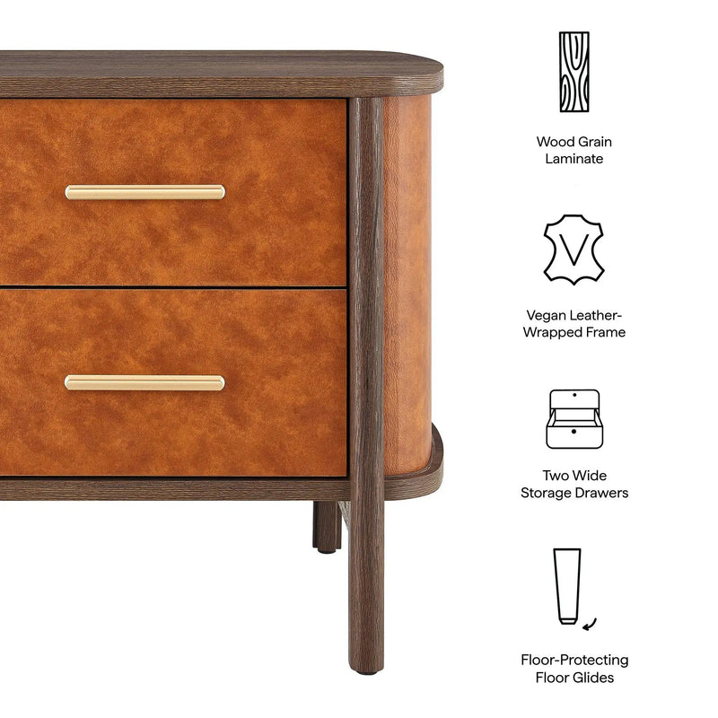 Coralie 2-Drawer Curved Vegan Leather Nightstand by Modway by HouseOfZazla