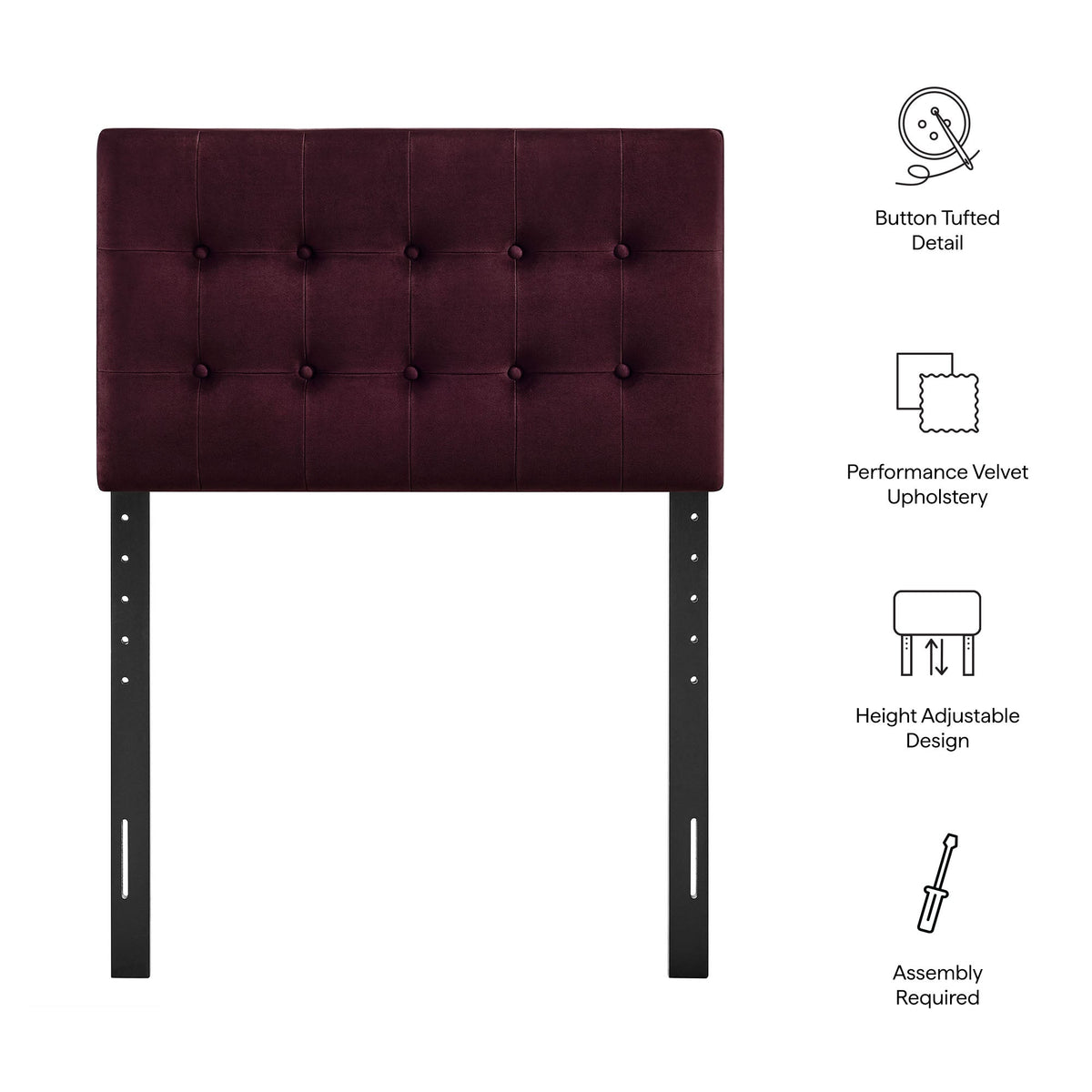 Emily Stain-Resistant Performance Velvet Headboard by Modway, photo 34 of 63