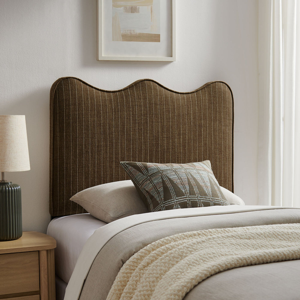 Athena Striped Fabric Upholstered Headboard by Modway, photo 7 of 47
