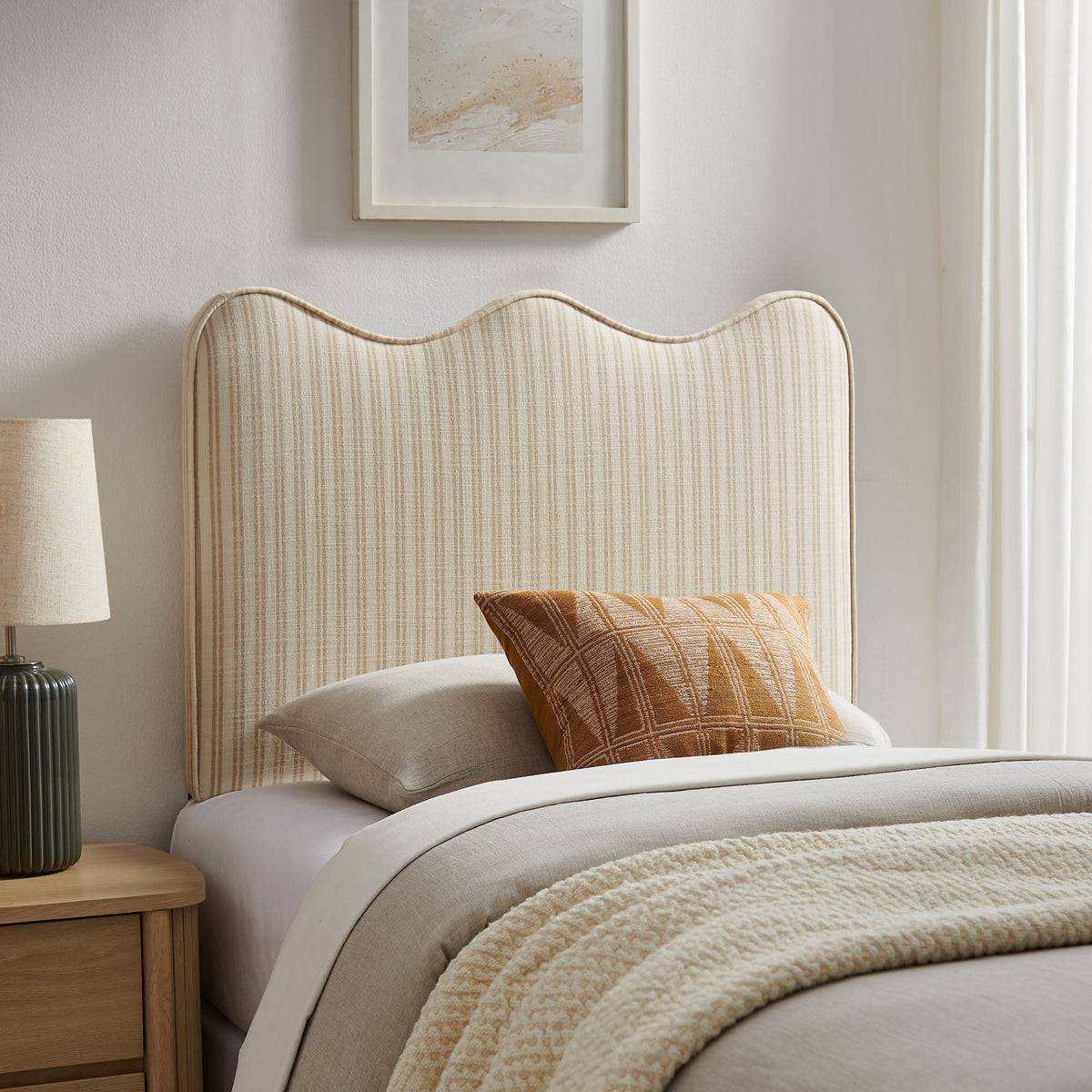 Athena Striped Fabric Upholstered Headboard by Modway, photo 15 of 47