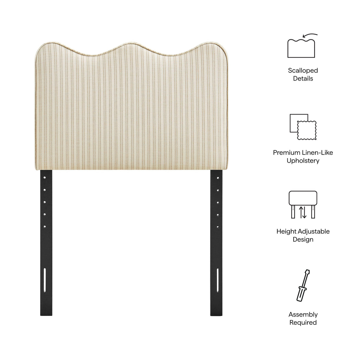Athena Striped Fabric Upholstered Headboard by Modway, photo 10 of 47