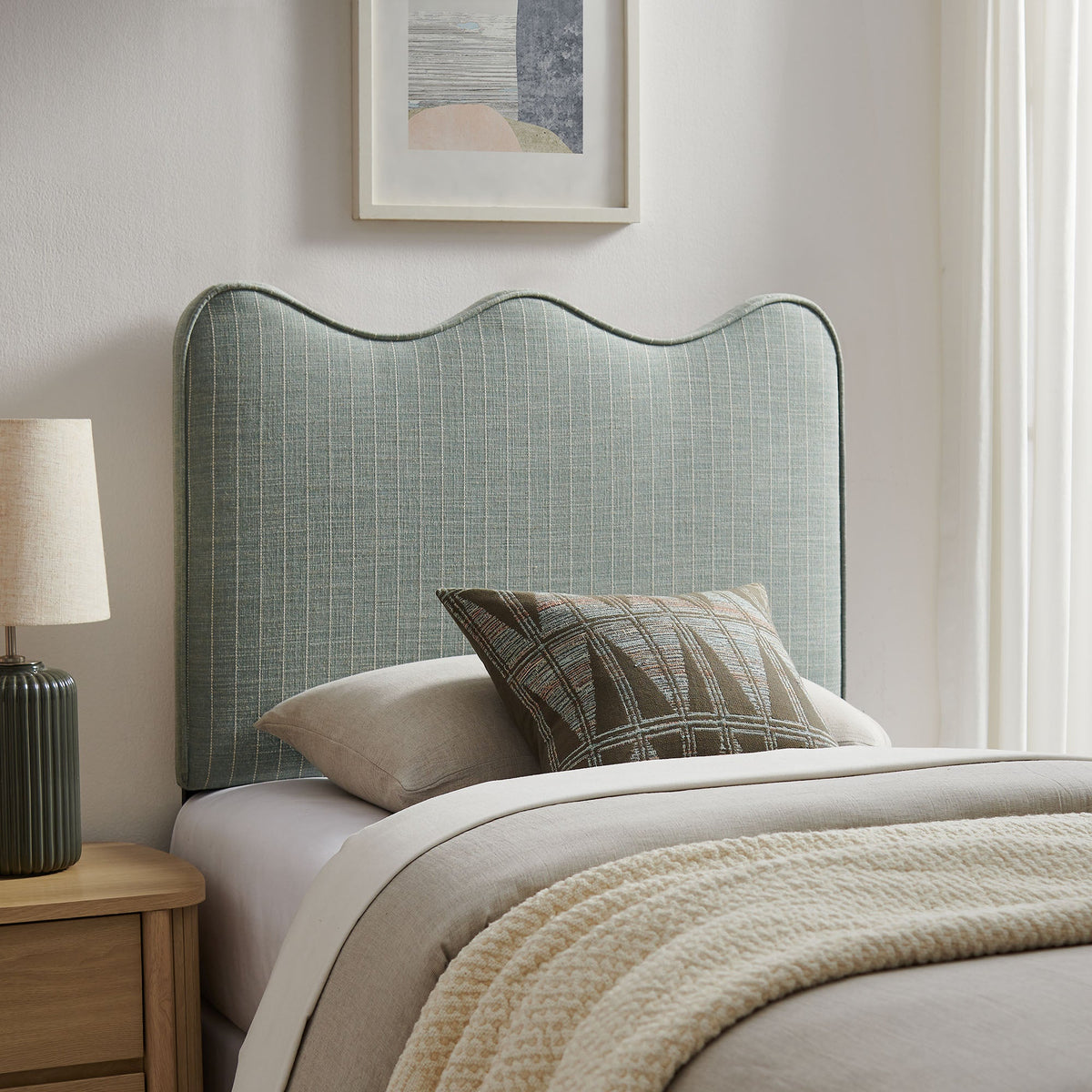Athena Striped Fabric Upholstered Headboard by Modway, photo 23 of 47
