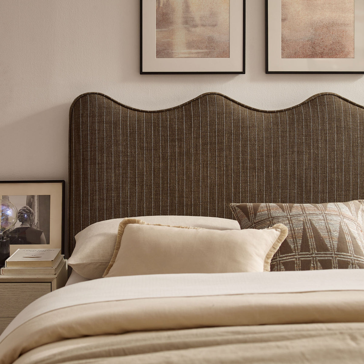 Athena Striped Fabric Upholstered Headboard by Modway, photo 33 of 47