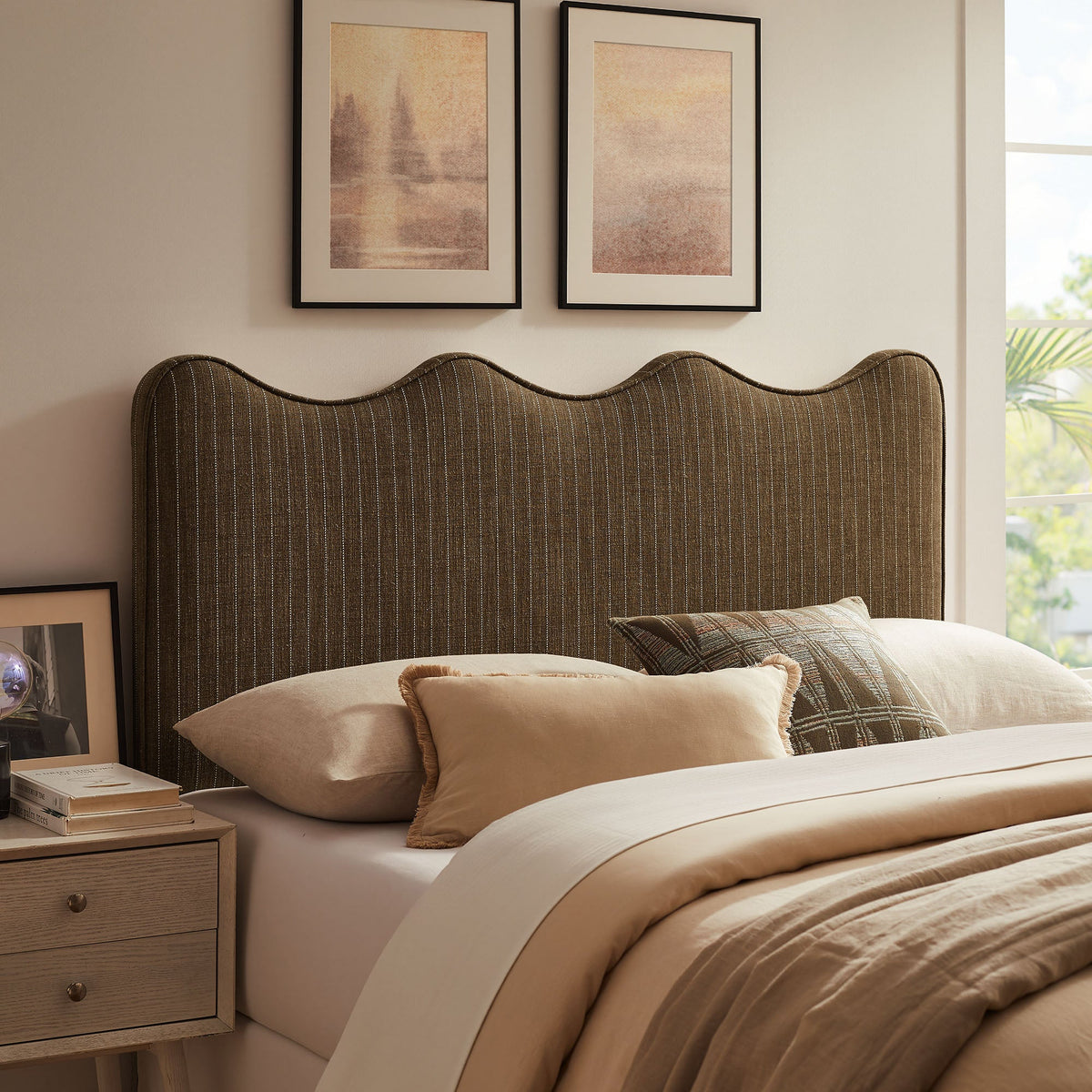Athena Striped Fabric Upholstered Headboard by Modway, photo 31 of 47