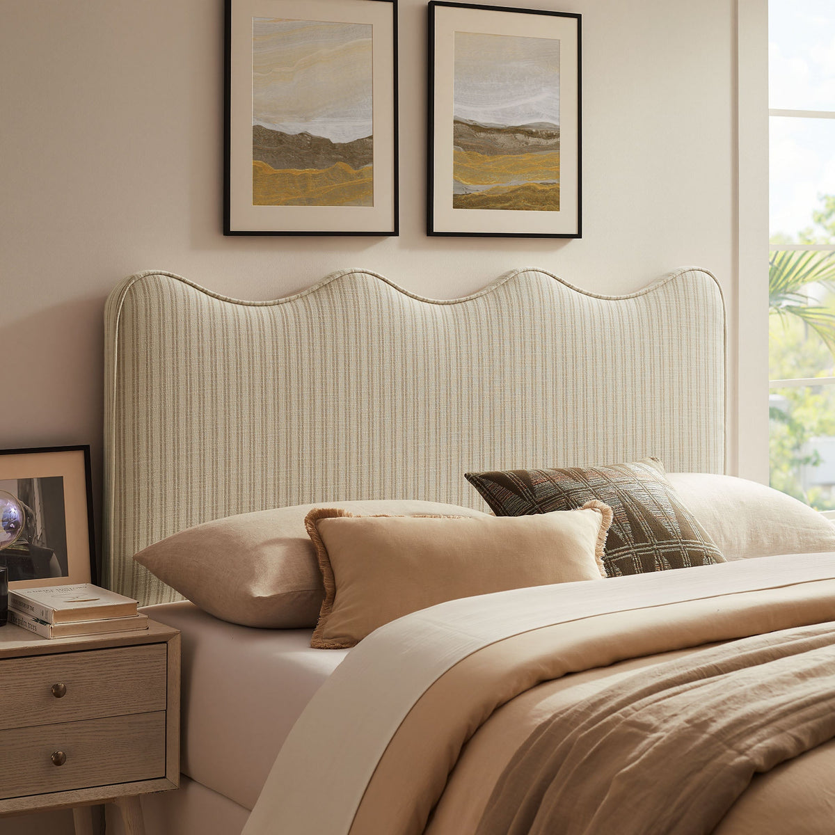 Athena Striped Fabric Upholstered Headboard by Modway, photo 40 of 47
