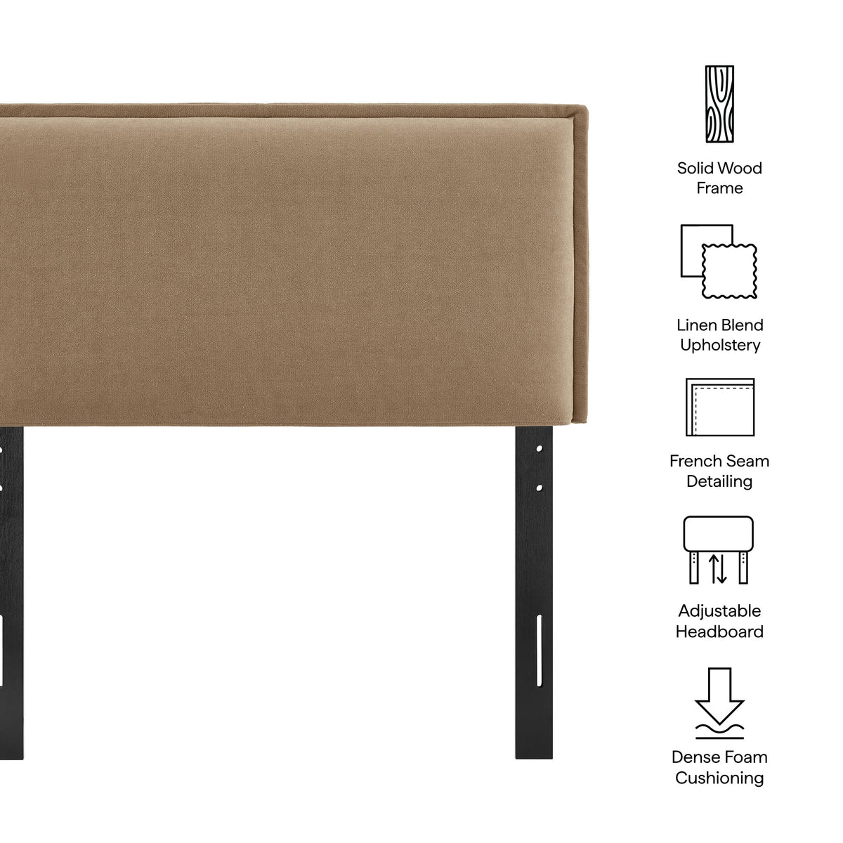 Camille Upholstered Linen Blend Headboard by Modway, photo 2 of 55