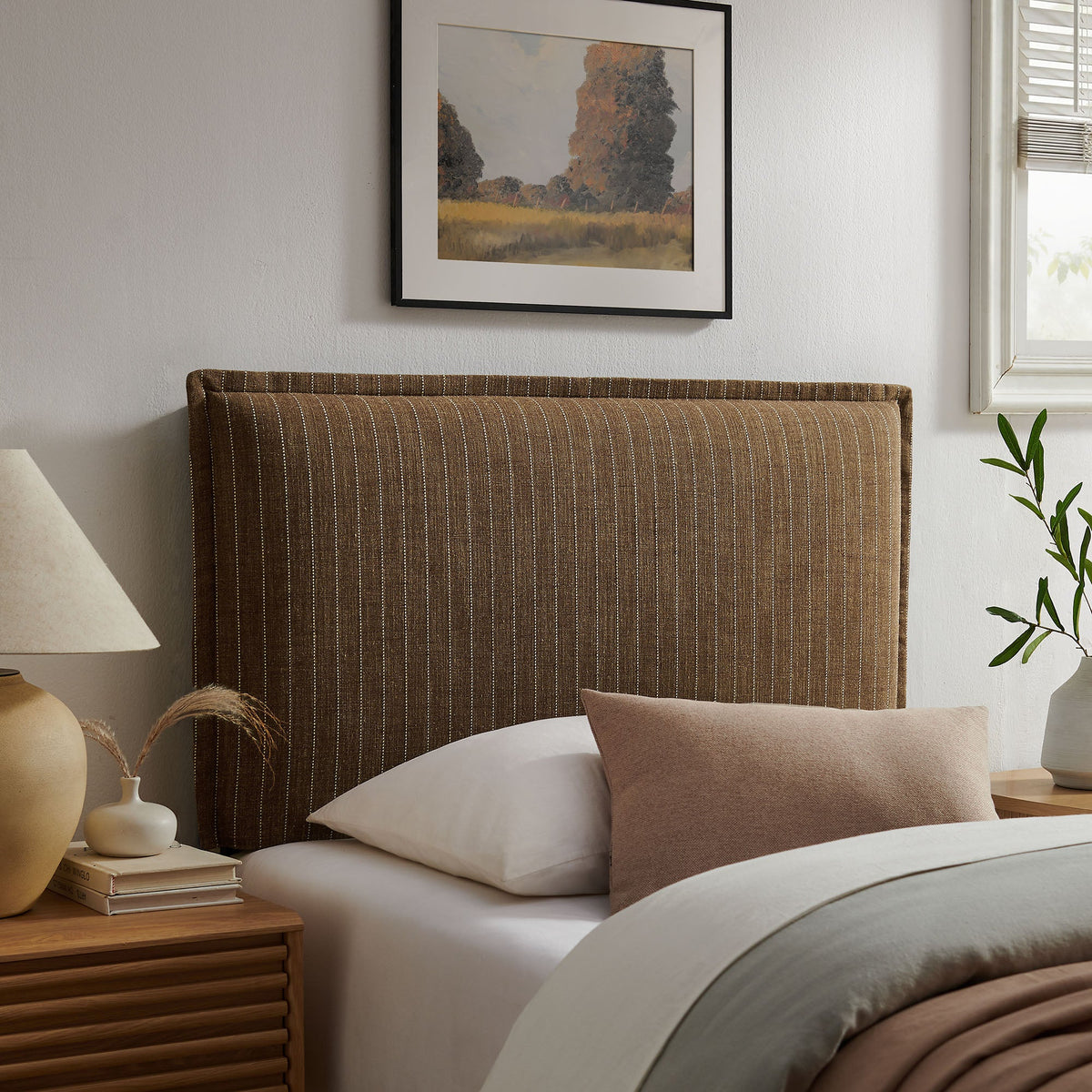 Camille Striped Linen Blend Twin Size Headboard by Modway, photo 7 of 24