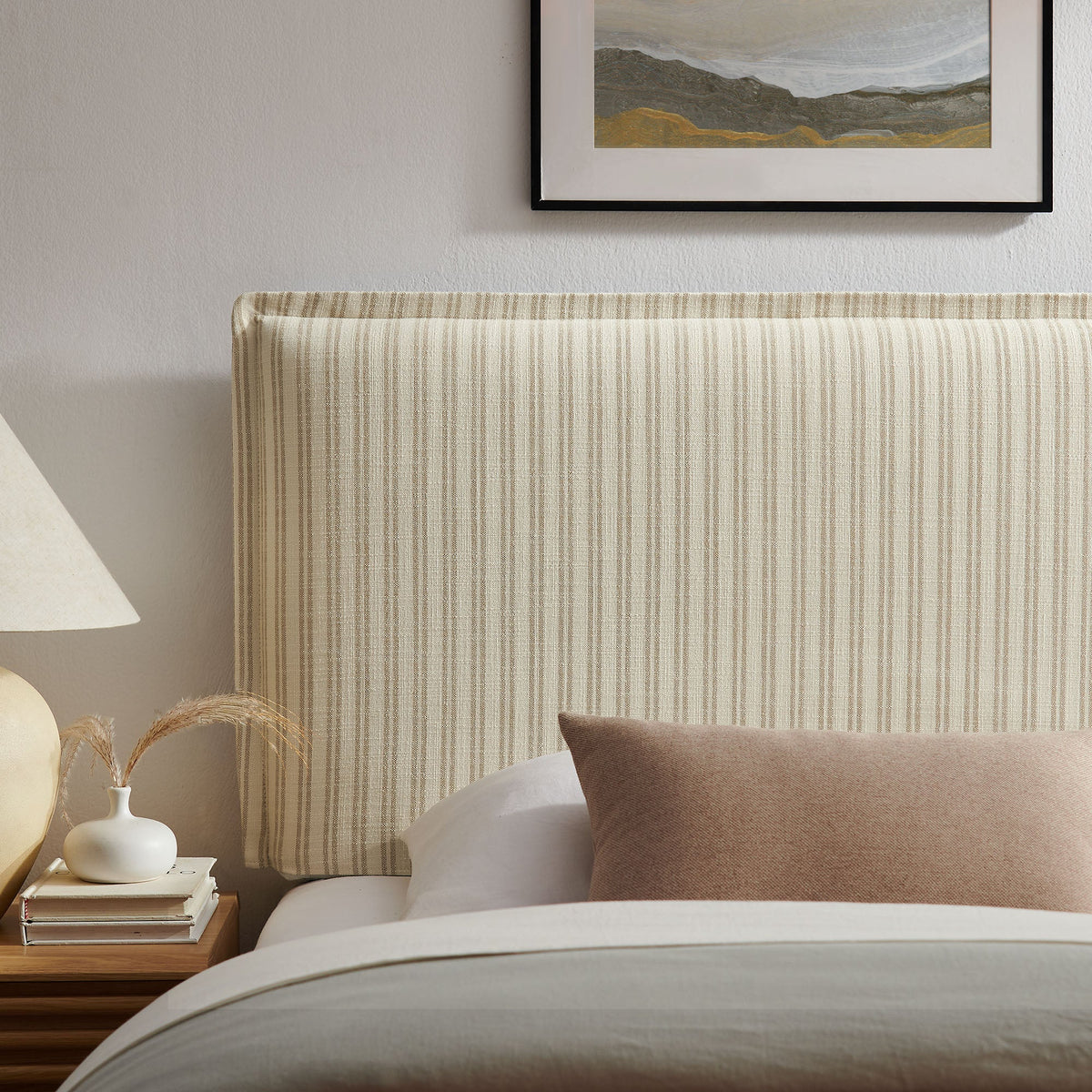 Camille Striped Linen Blend Twin Size Headboard by Modway, photo 16 of 24
