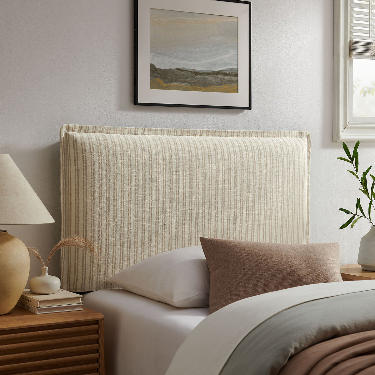 Camille Striped Linen Blend Twin Size Headboard by Modway, photo 15 of 24