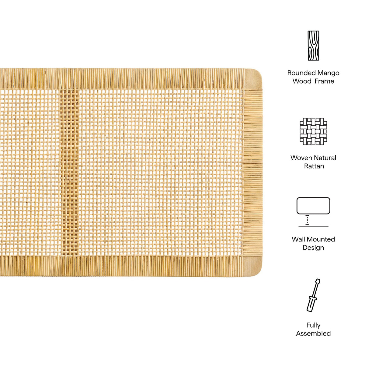 Sandy Wall Mounted Wood and Rattan Headboard by Modway, photo 20 of 36