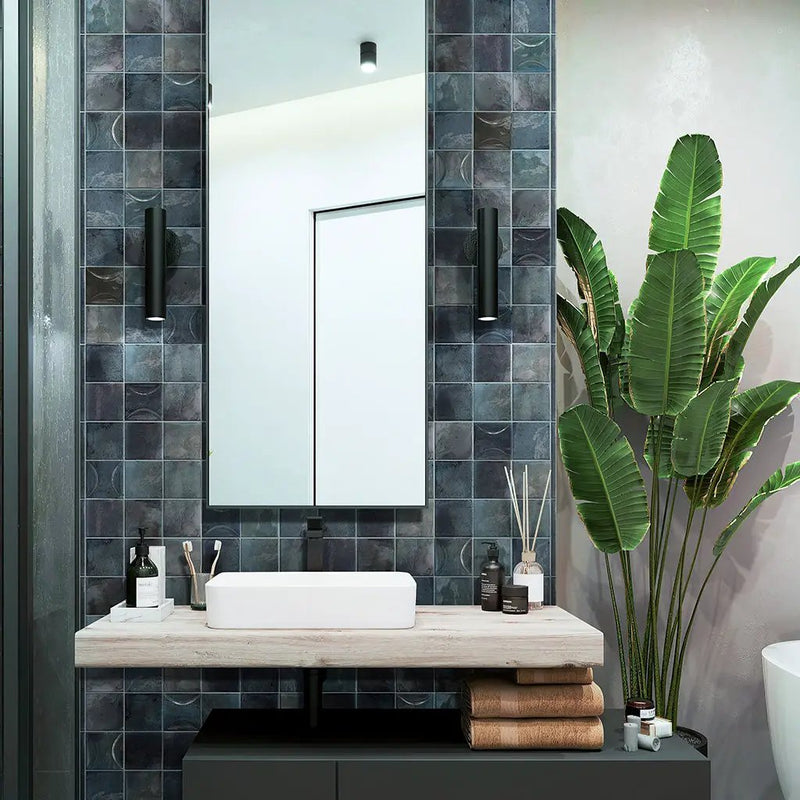 Spruce Blue 0.5x8 Glossy Ceramic Pencil Tile Trim (10 pack, 0.7 sq ft/case) by Apollo Tile