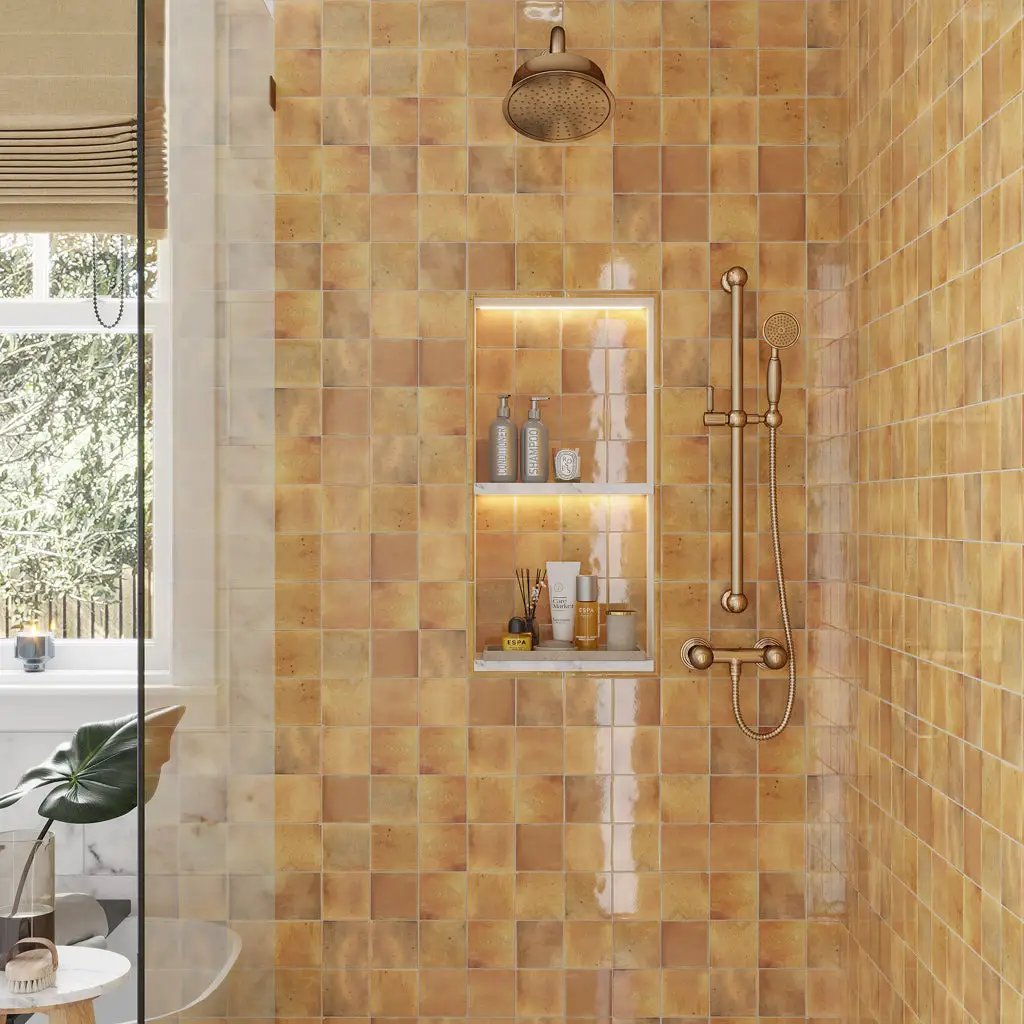 Honey Orange 4x4 Glossy Square Ceramic Tile (60 pack, 6.48 sq ft/case) by Apollo Tile