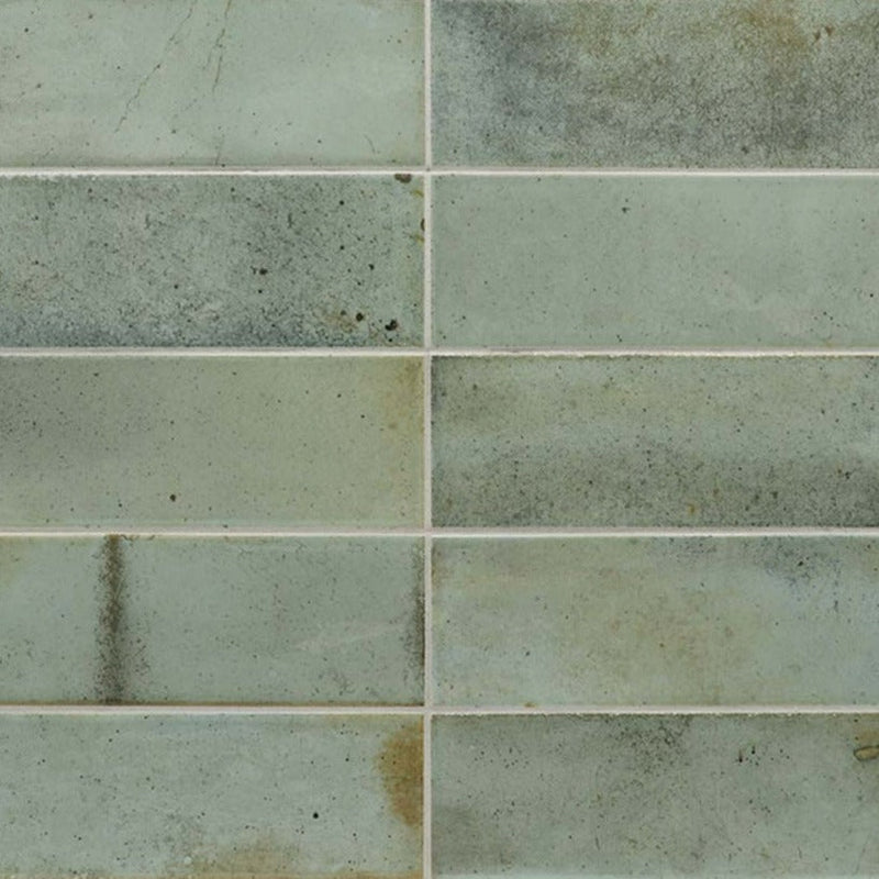 Sample-Antiek Sage Green 2.5x8 Glossy Ceramic Subway Tile (38 pack, 5.38 sq ft/case), photo 5 of 6